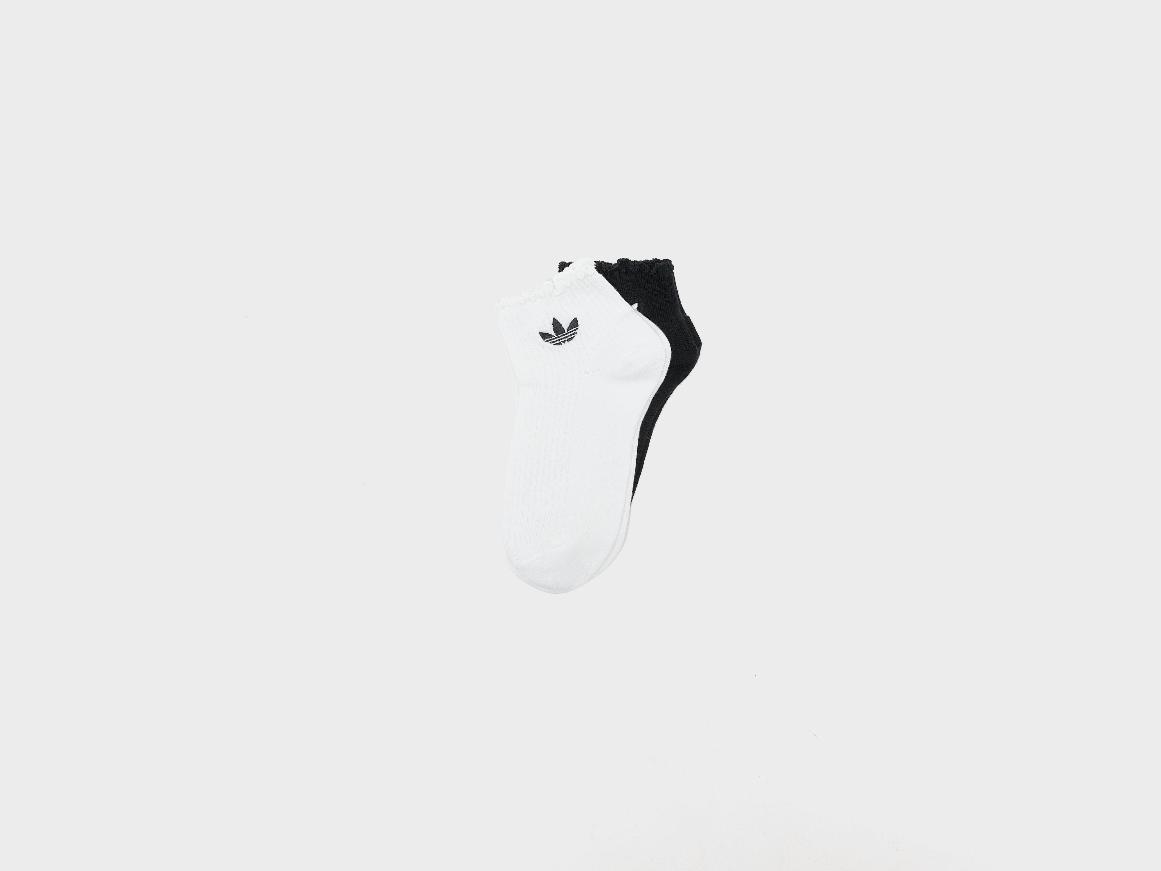 Quarter-sokken met ruches voor dames (261 / W / BLACK/WHITE)