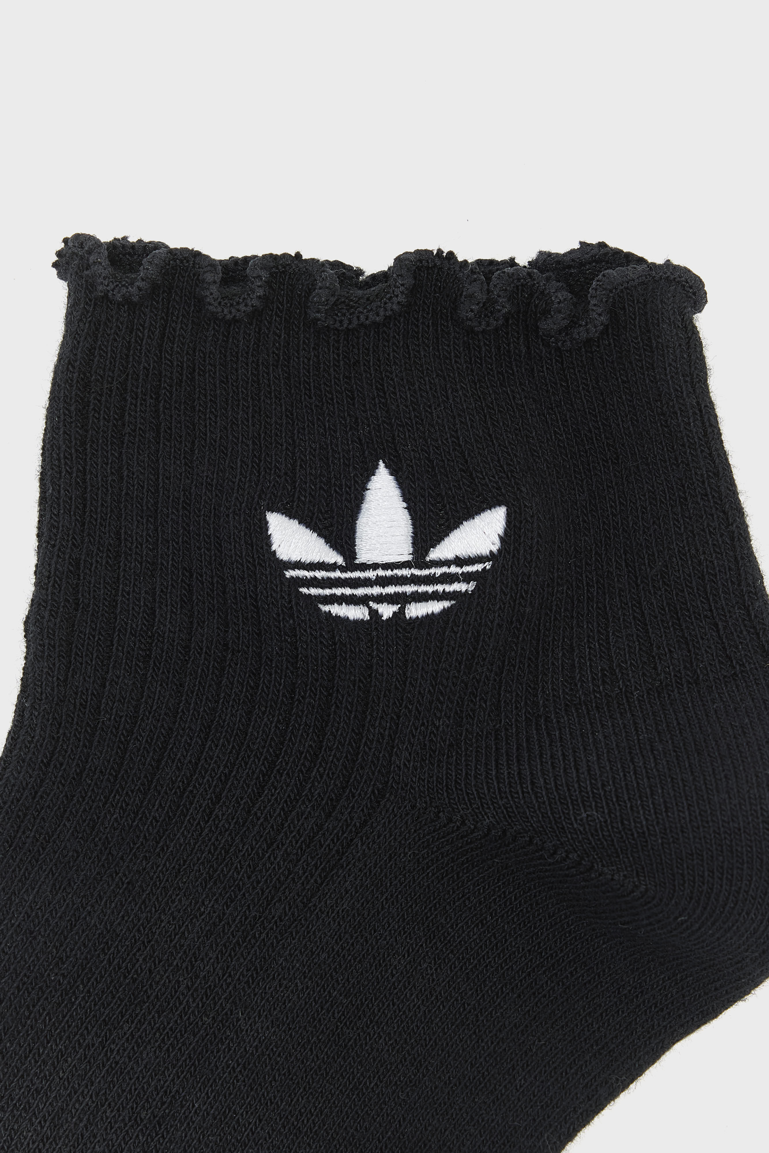 Quarter-sokken met ruches voor dames (261 / W / BLACK/WHITE)