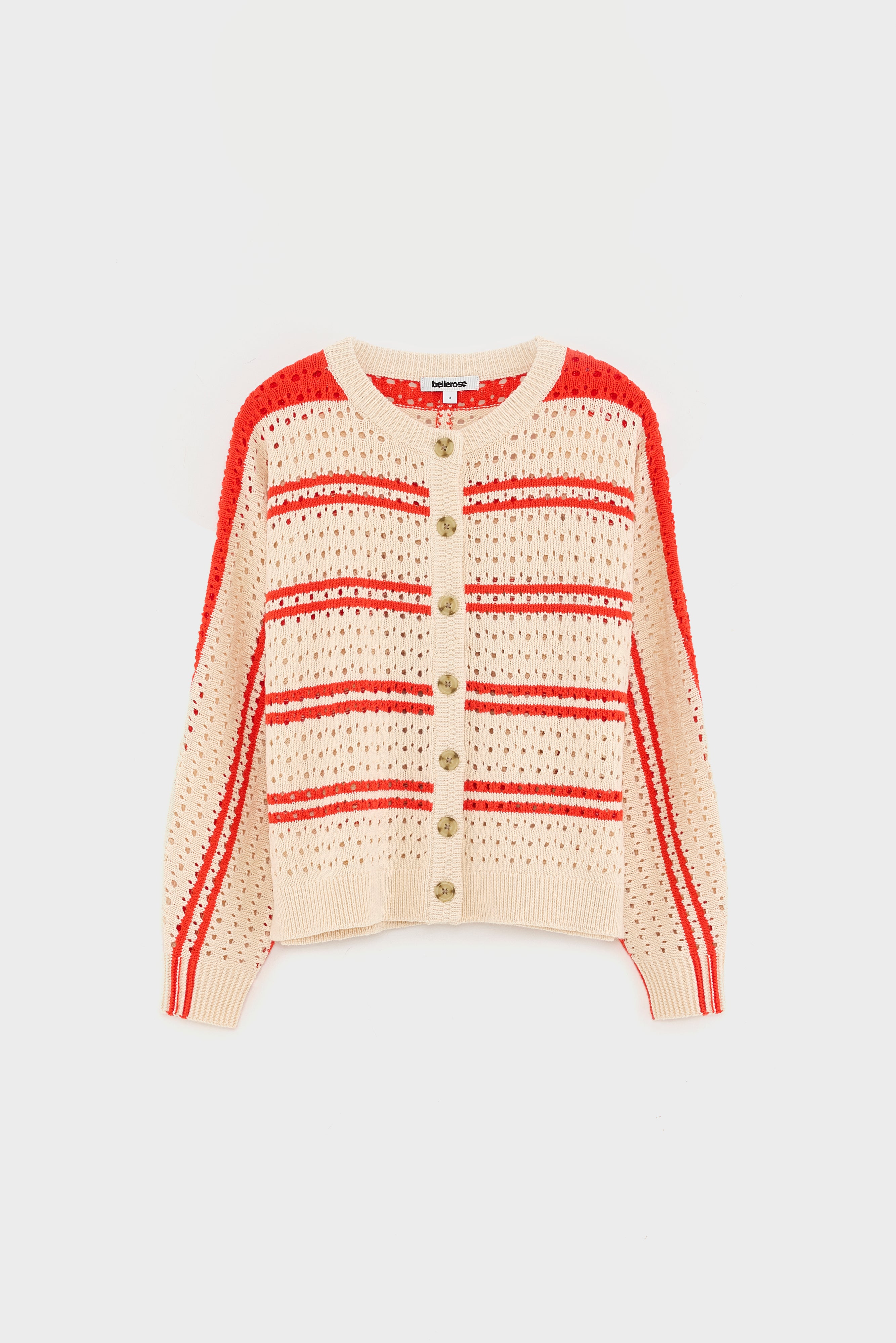 Gelta Relaxed Cardigan - Ivory / Massai red For Girls | Bellerose