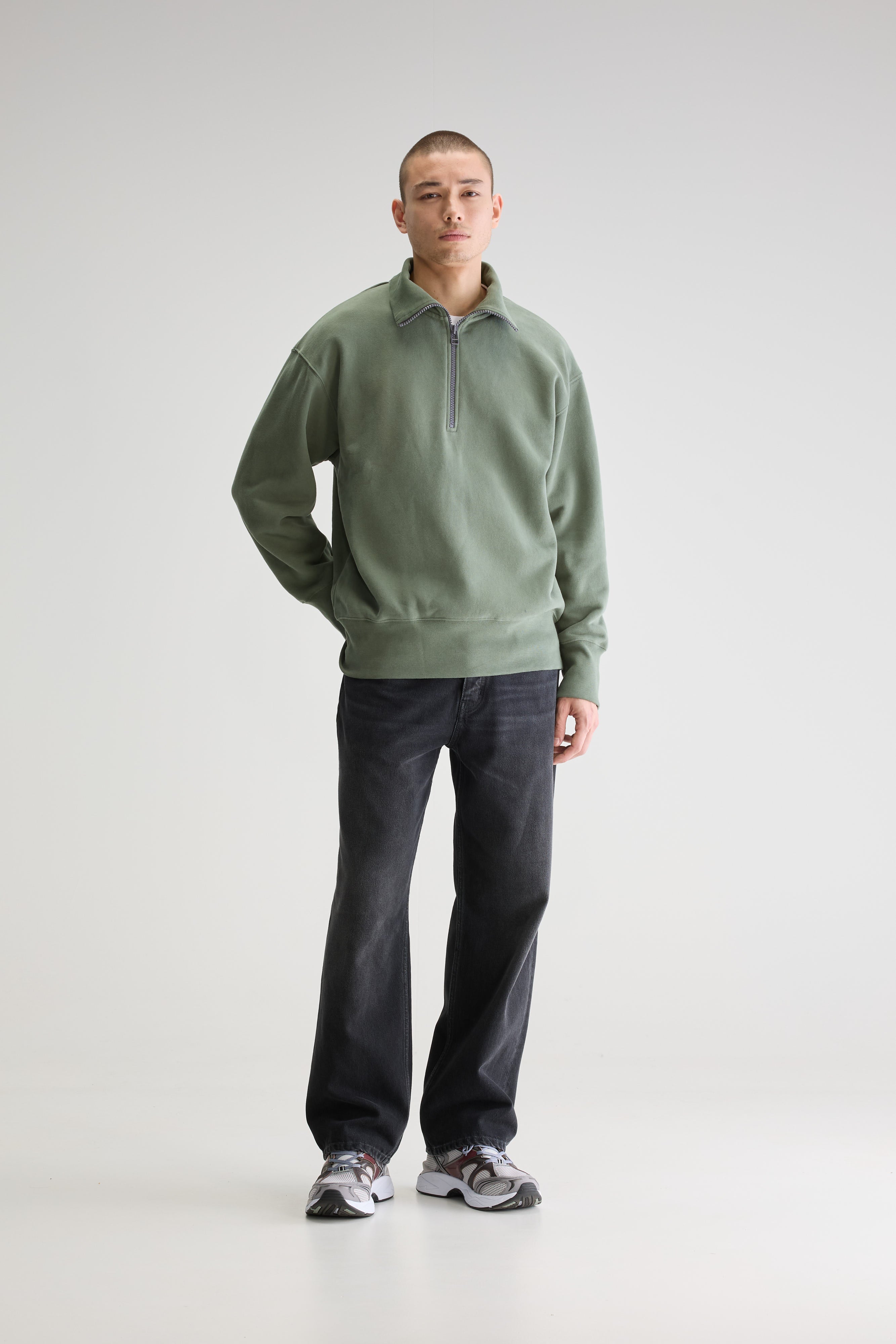 Faber sweatshirt met halve rits (251 / M / THYME)