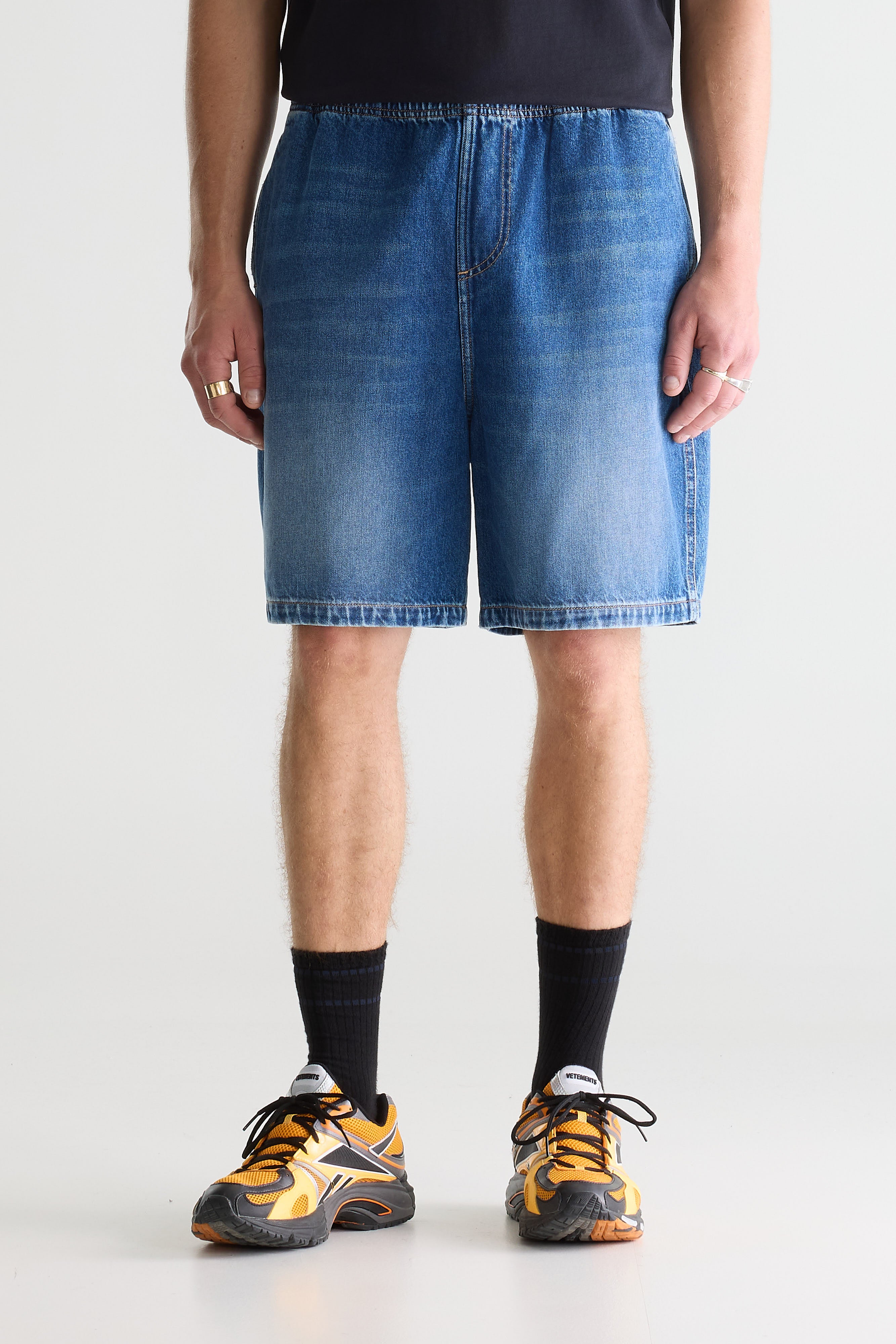 Flanky wide denim shorts (261 / M / MD BLUE MARBLE)