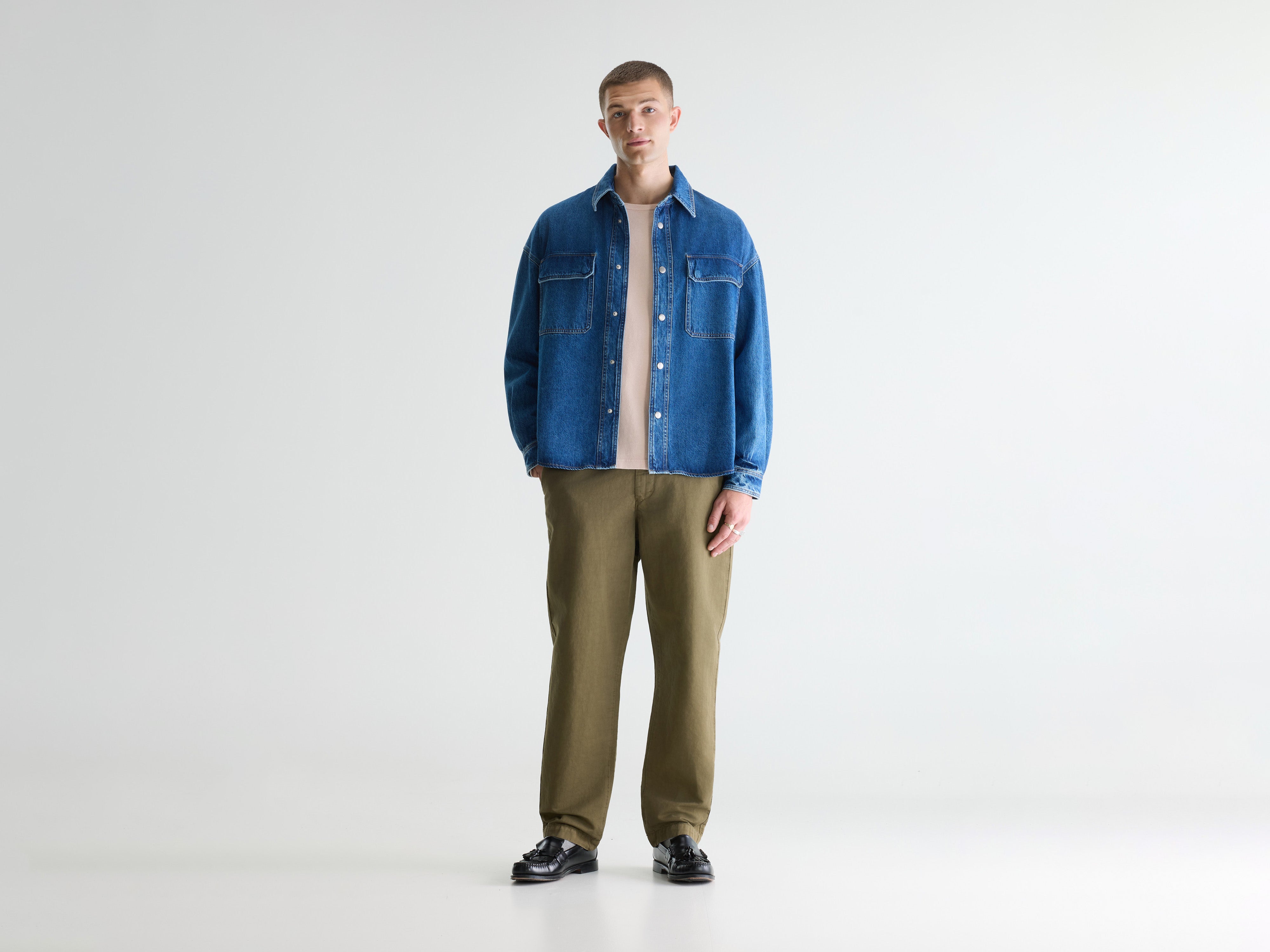 Poach denim overshirt (261 / M / MD BLUE MARBLE)