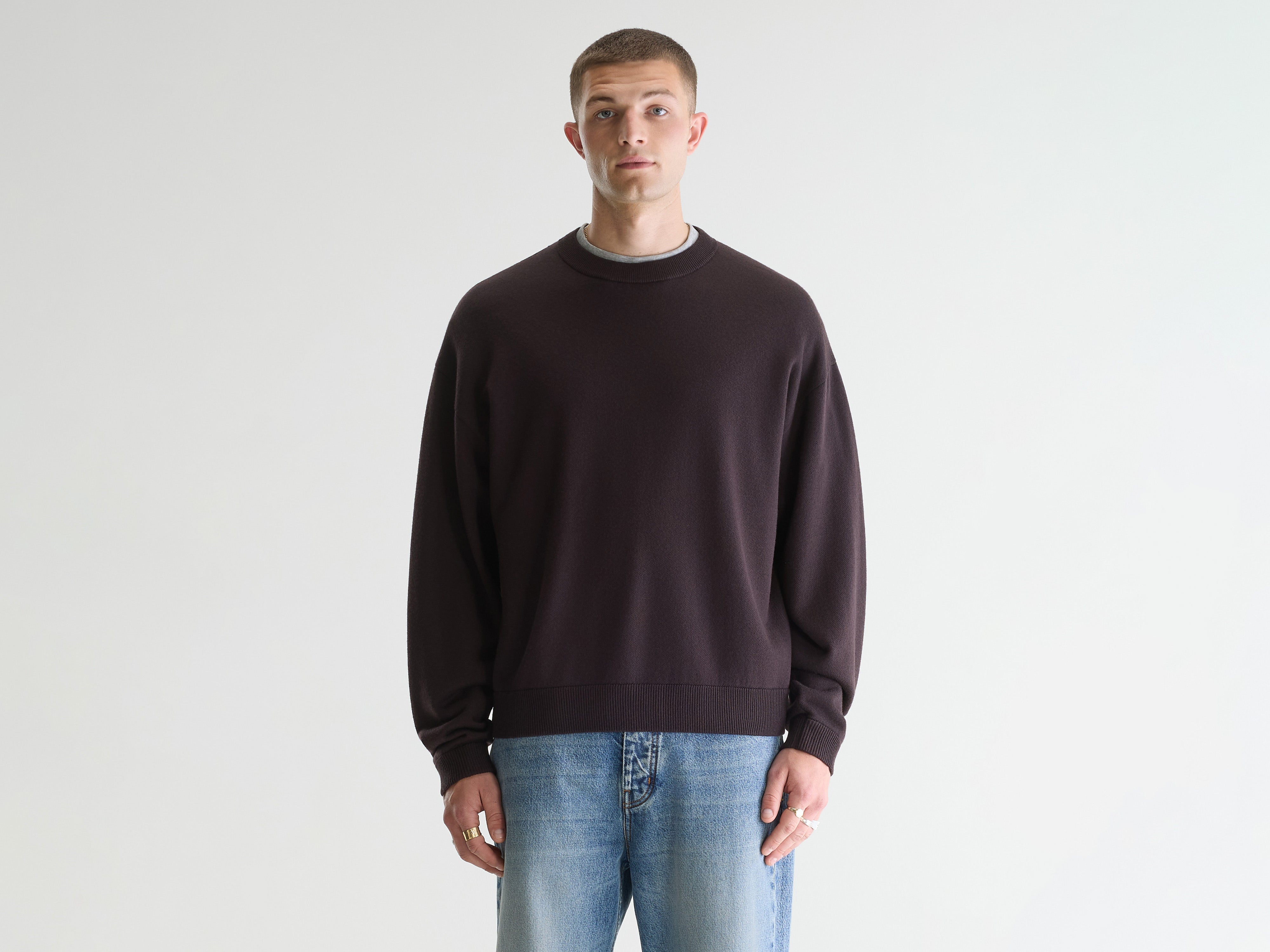 Siamo crewneck sweater (261 / M / DARK ROAST)