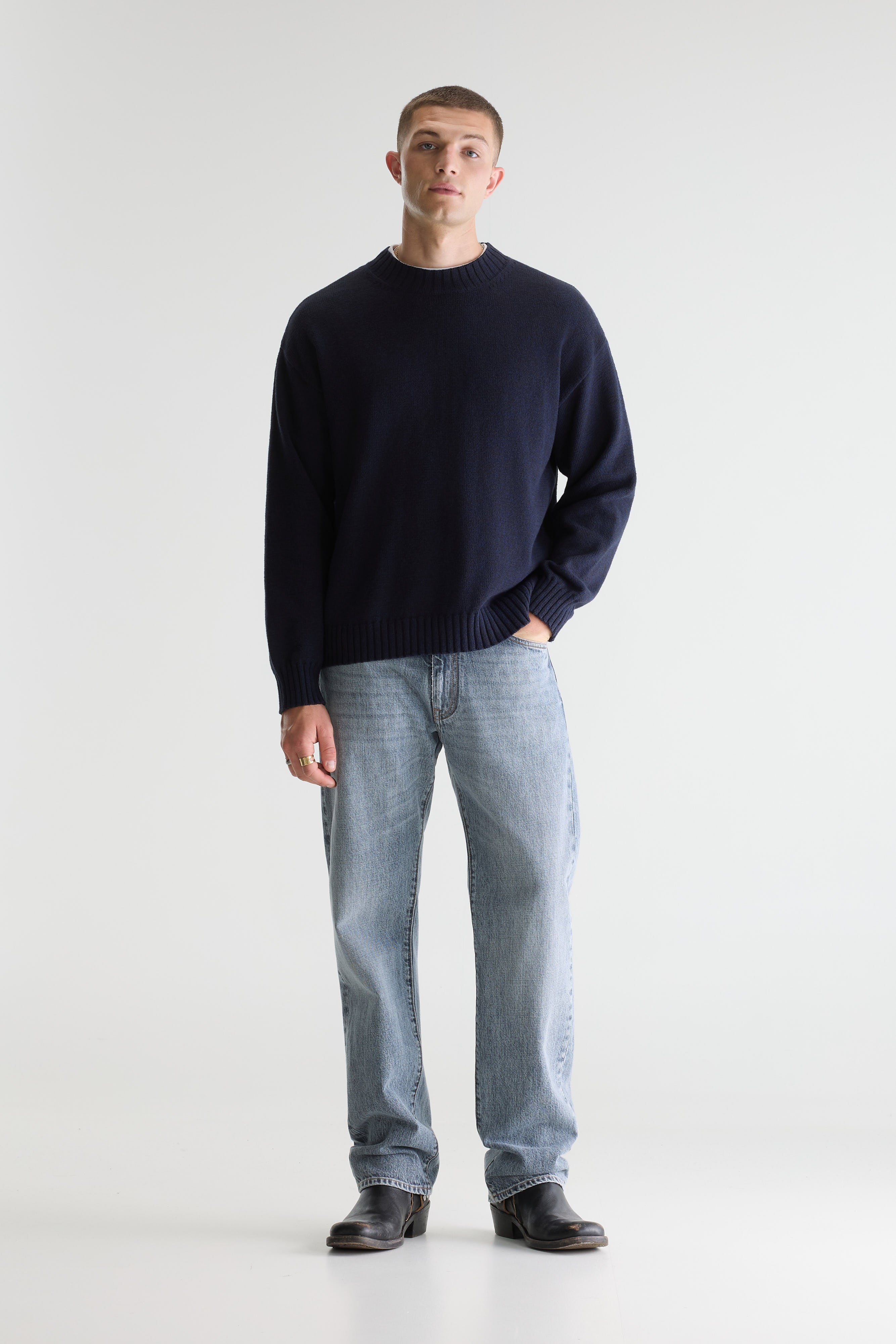 Grimo two-tone sweater (261 / M / BLACK BLUE)