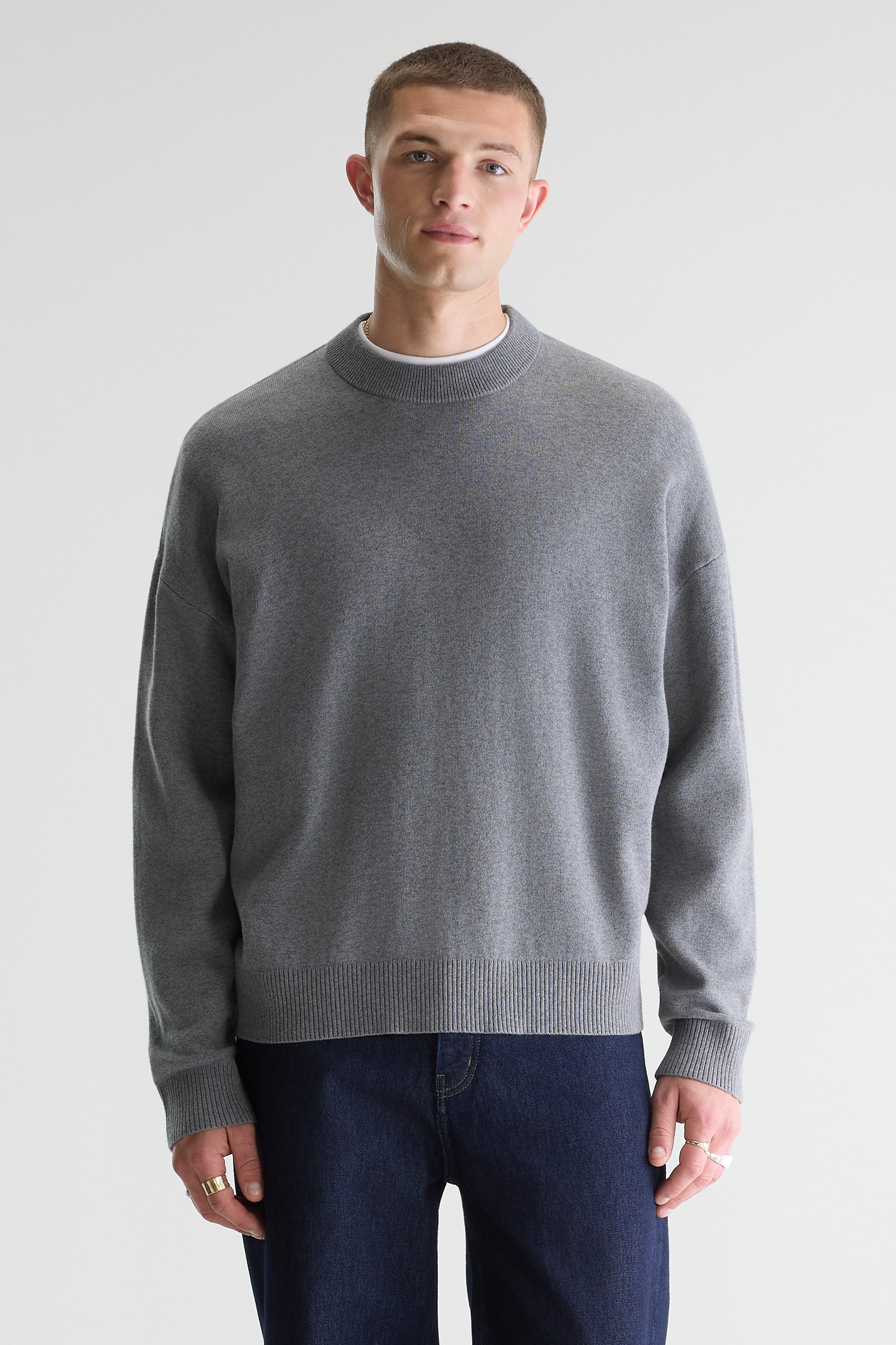 Geolem Crewneck Sweater - Mid grey / Oyster For Men | Bellerose