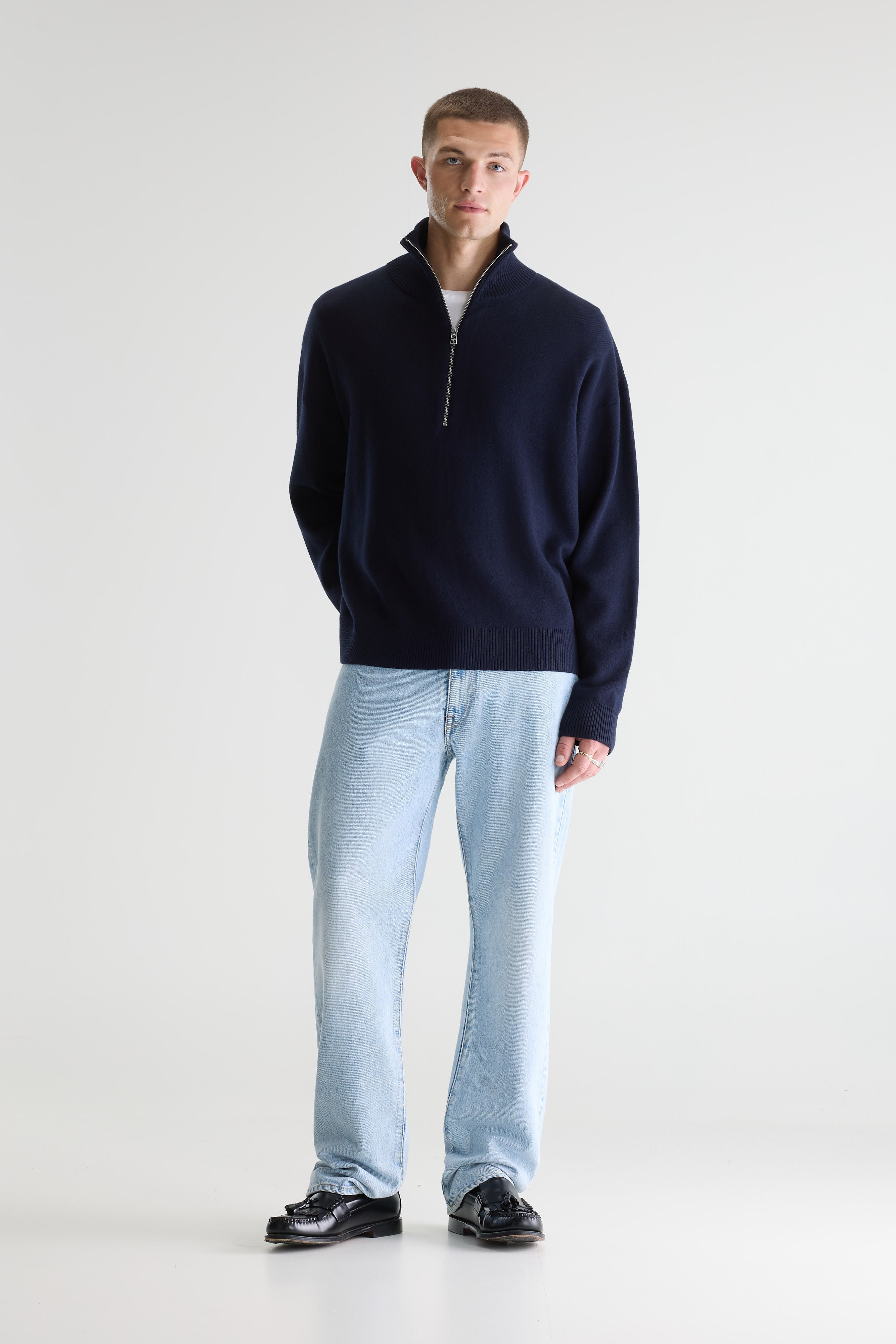 Geoze zipped high neck sweater (261 / M / NAVY)