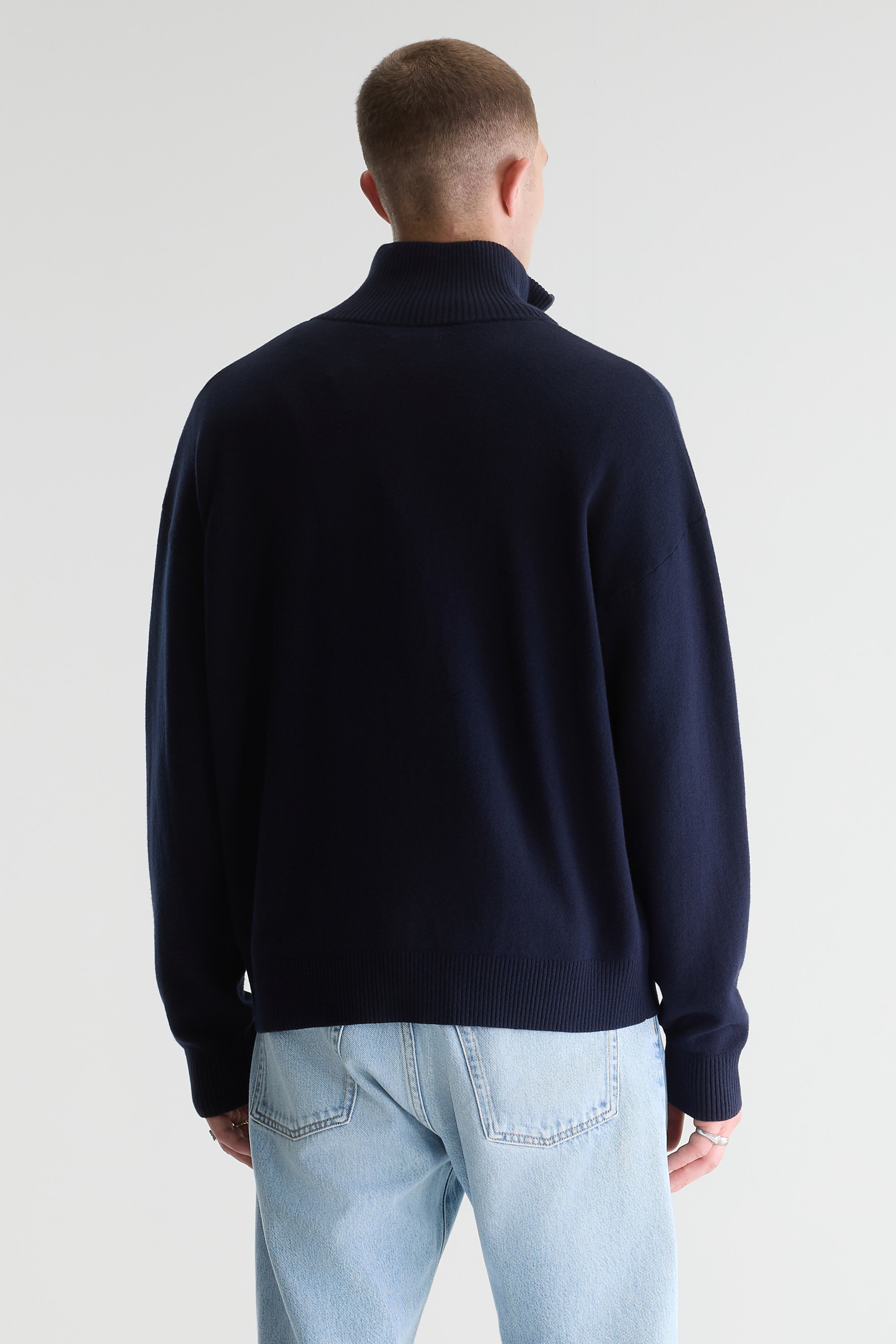 Geoze zipped high neck sweater (261 / M / NAVY)