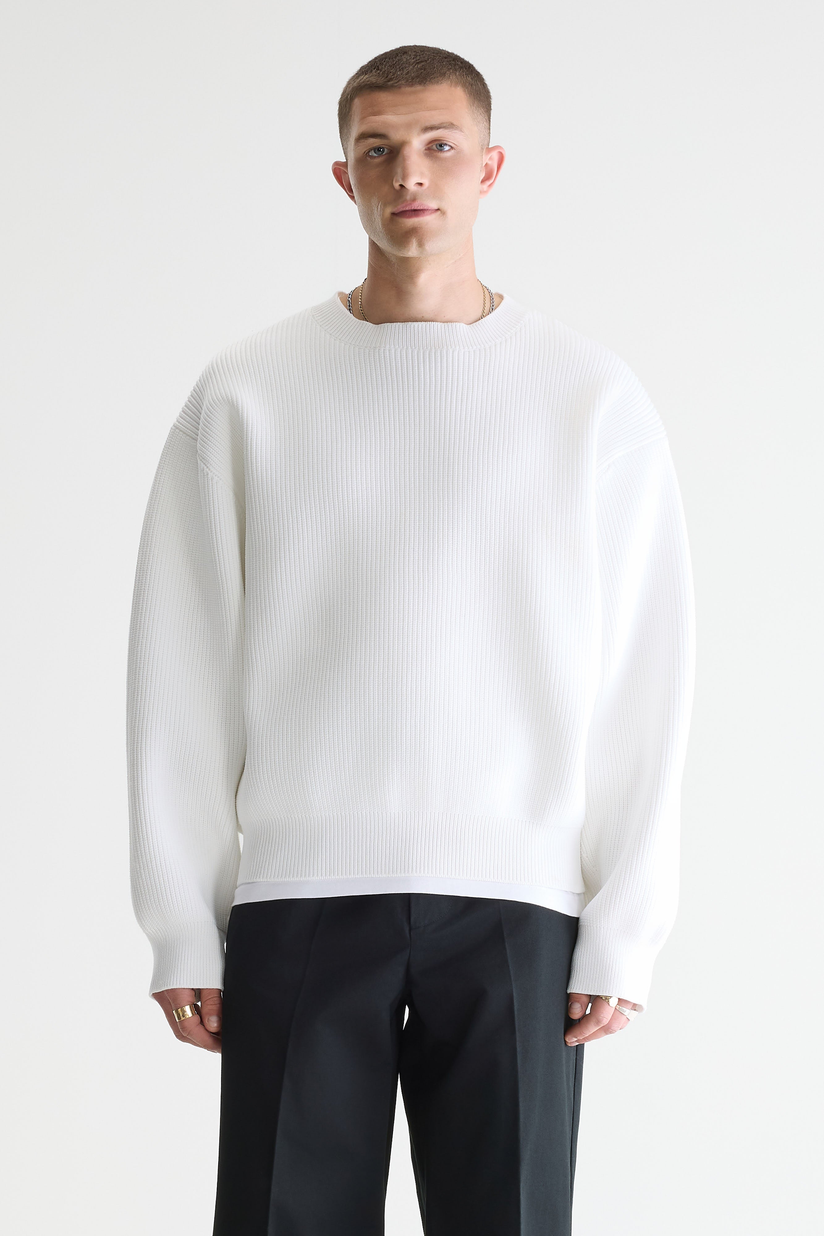 Alyes Structured Sweater - White For Men | Bellerose