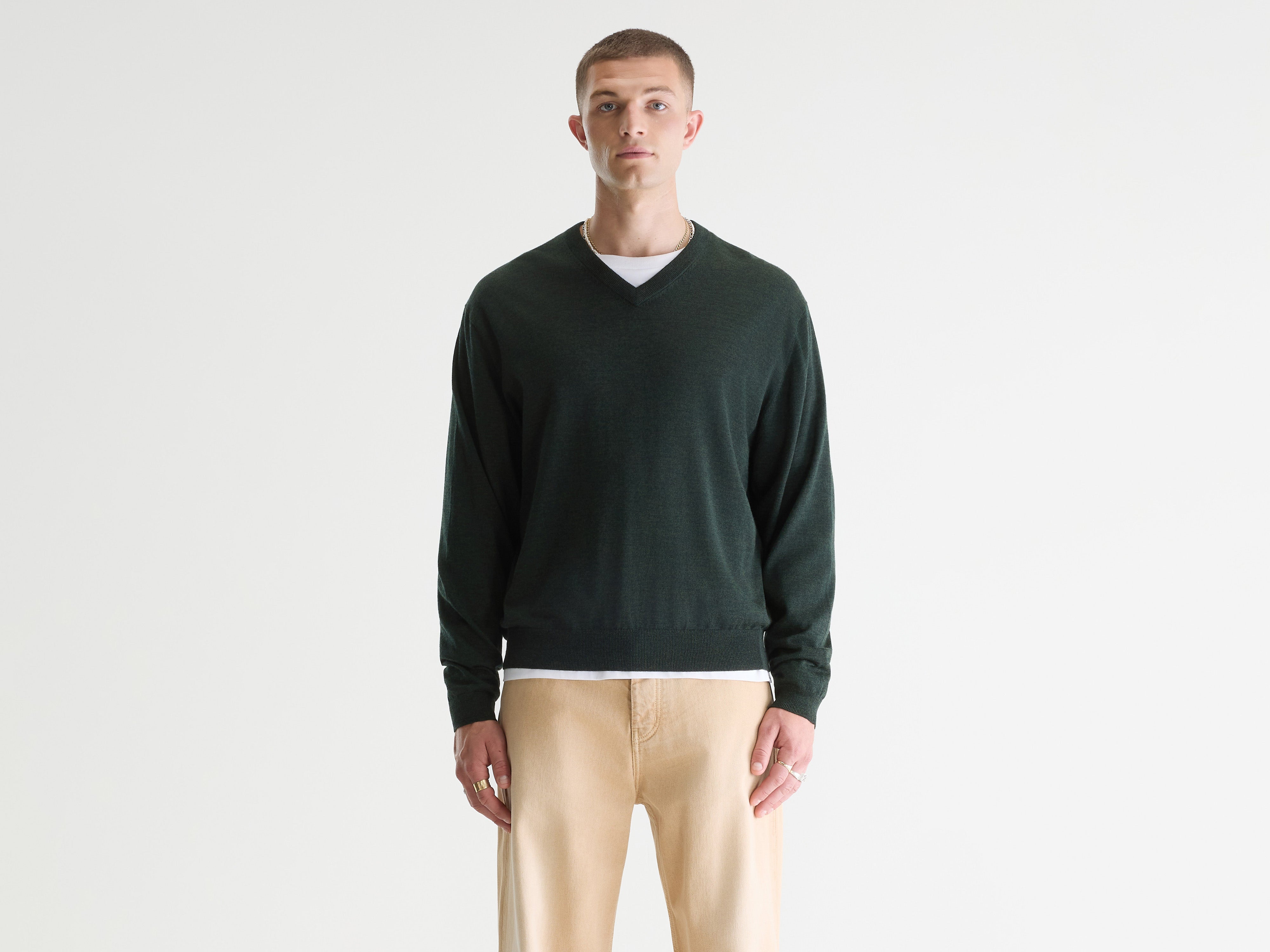 Dilwy v-neck sweater (261 / M / DARK OLIVE)