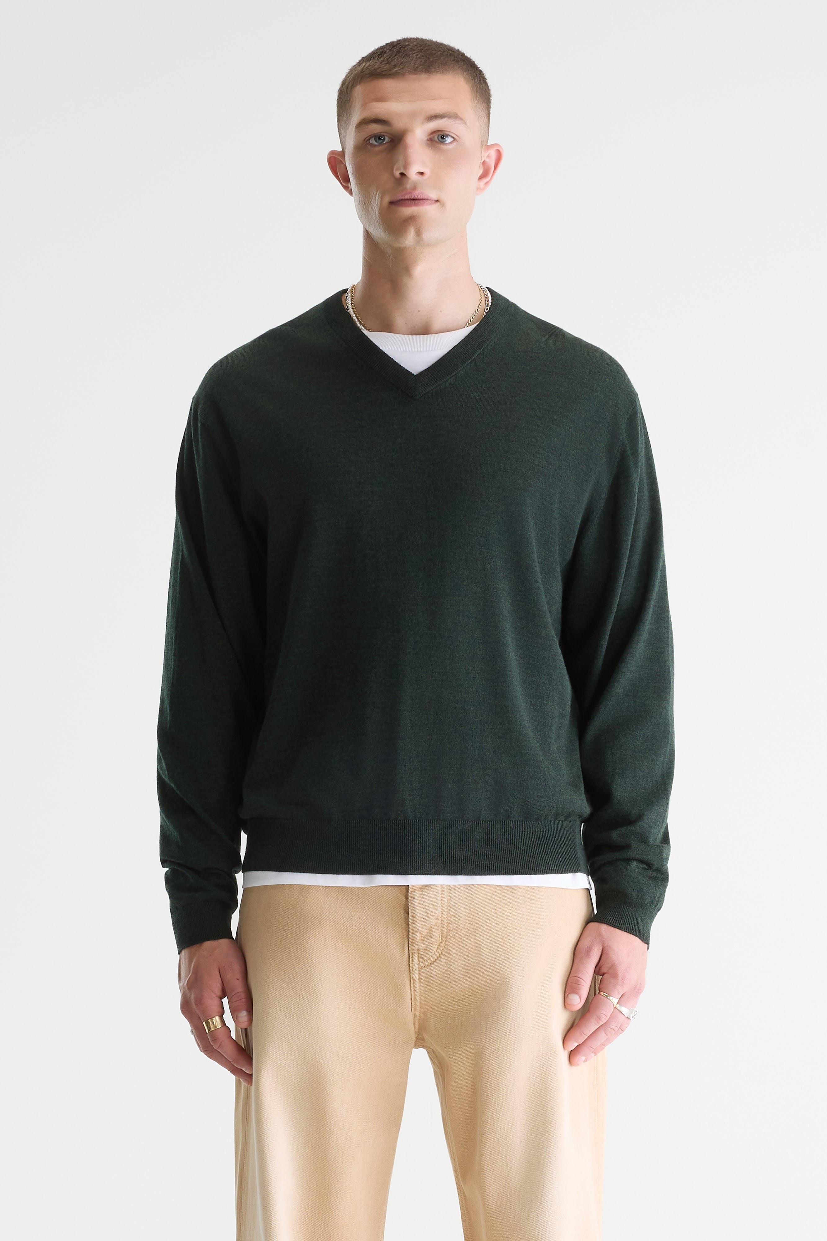 Dilwy V-neck Sweater - Dark olive For Men | Bellerose