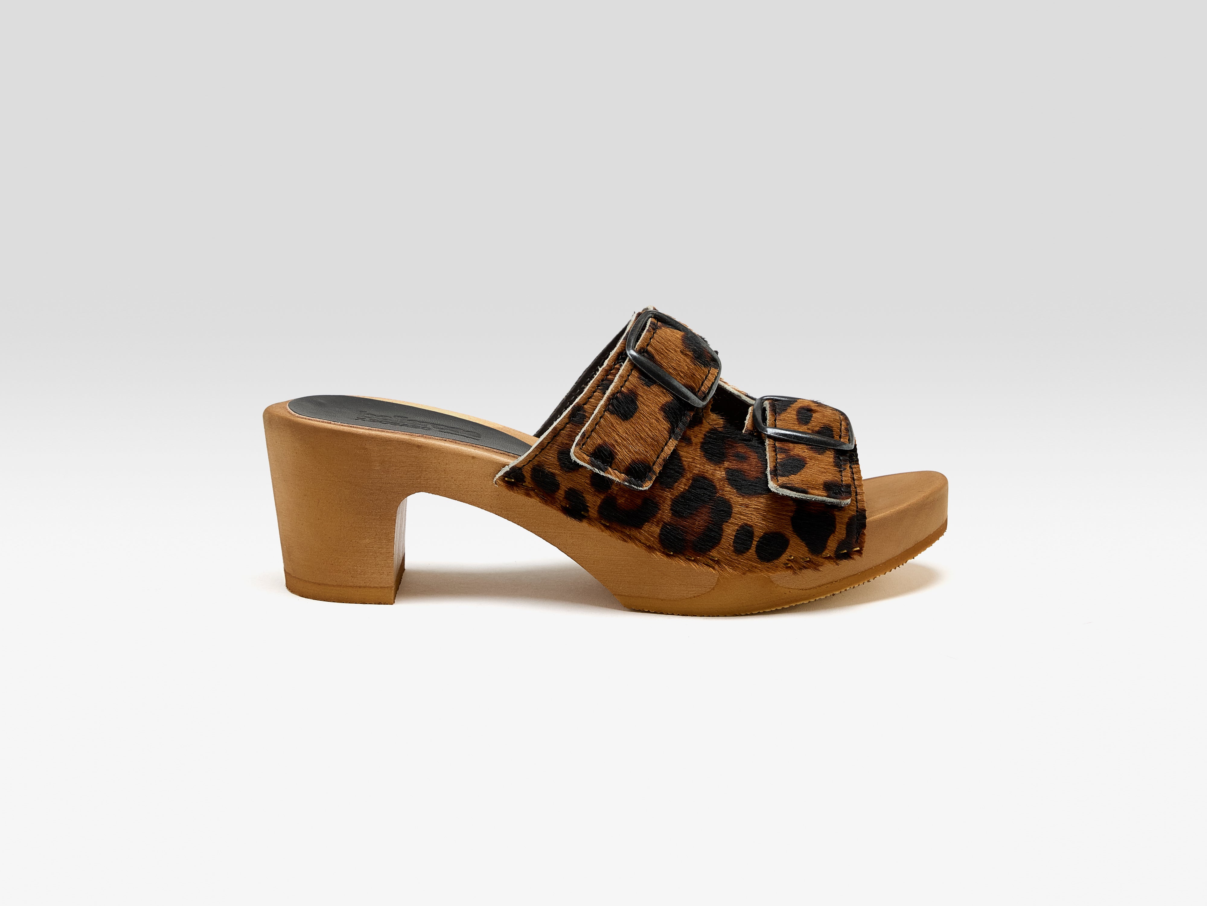 Guepard Leather Heel Sandals (251 / W / BROWN)