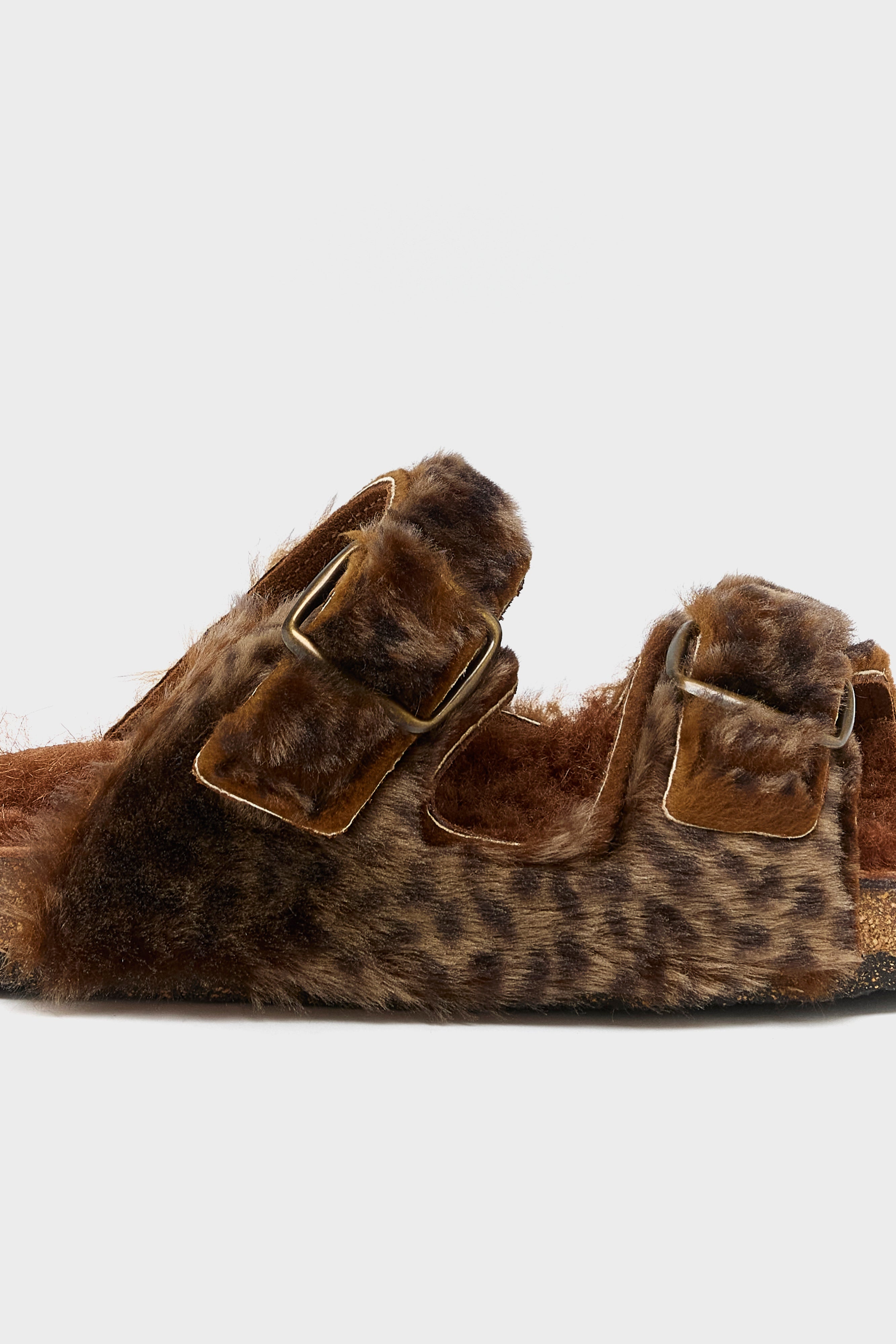 Leopard Sheepskin Sandals (252 / W / BROWN)