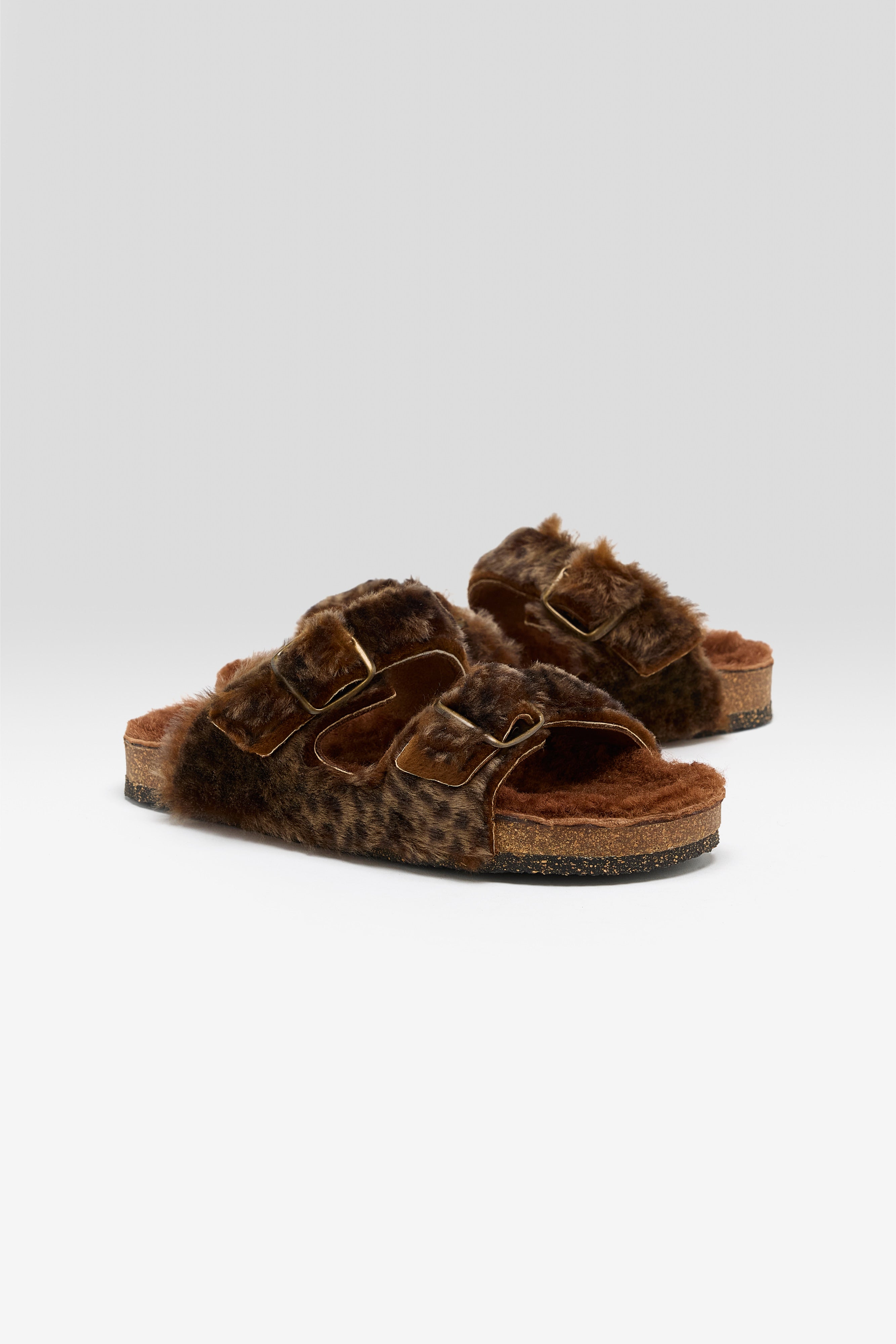 Leopard Sheepskin Sandals (252 / W / BROWN)