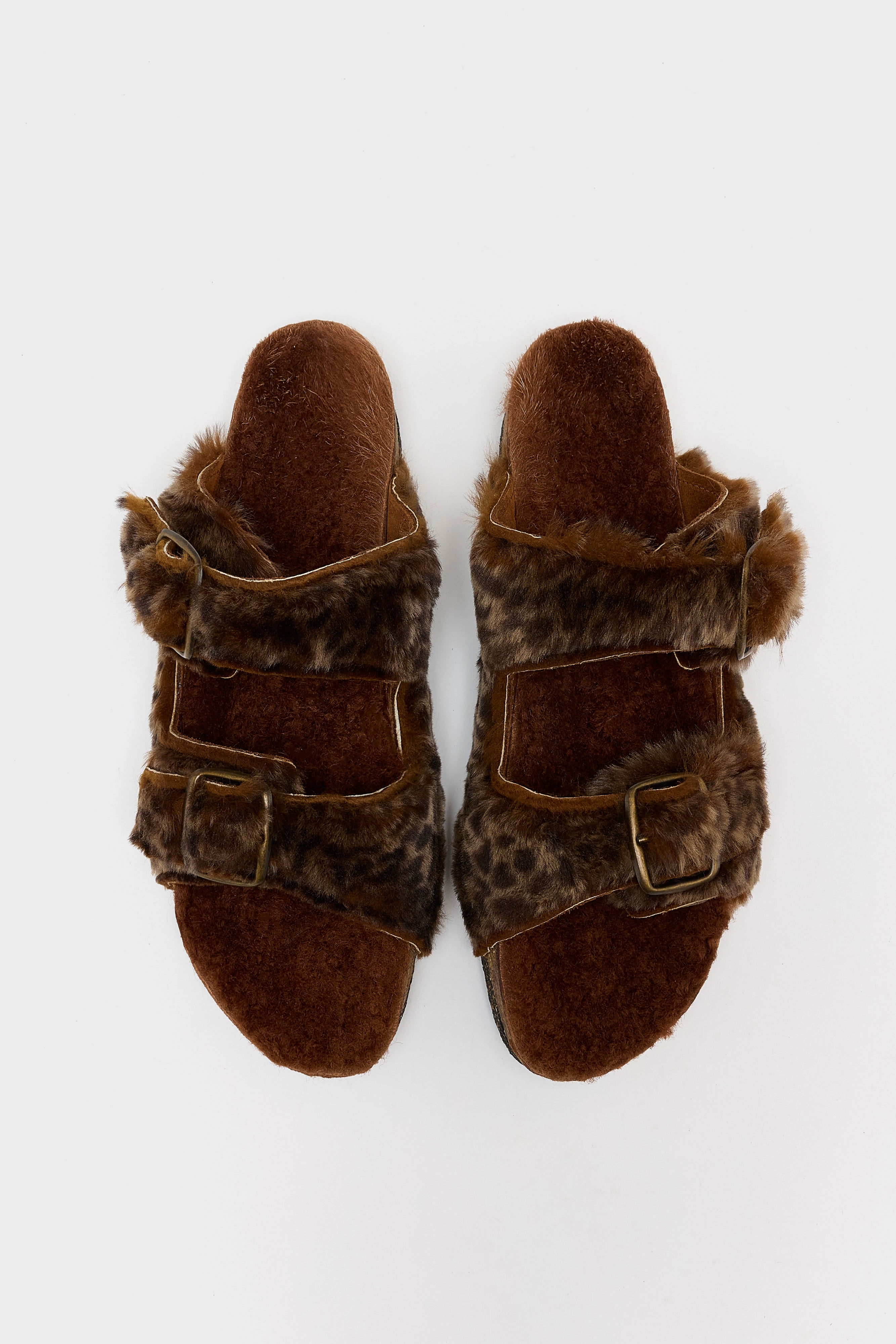 Leopard Sheepskin Sandals (252 / W / BROWN)