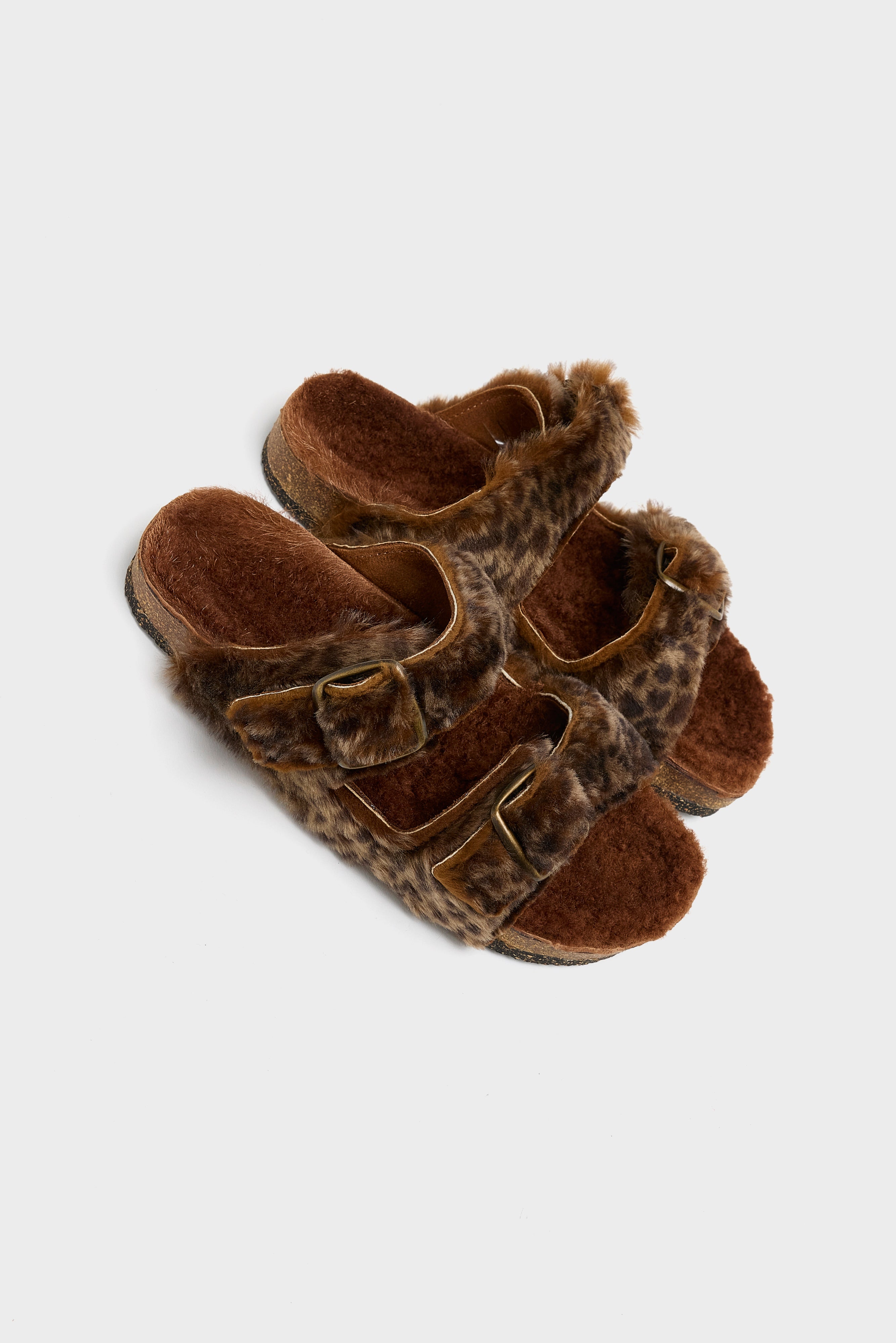Leopard Sheepskin Sandals (252 / W / BROWN)