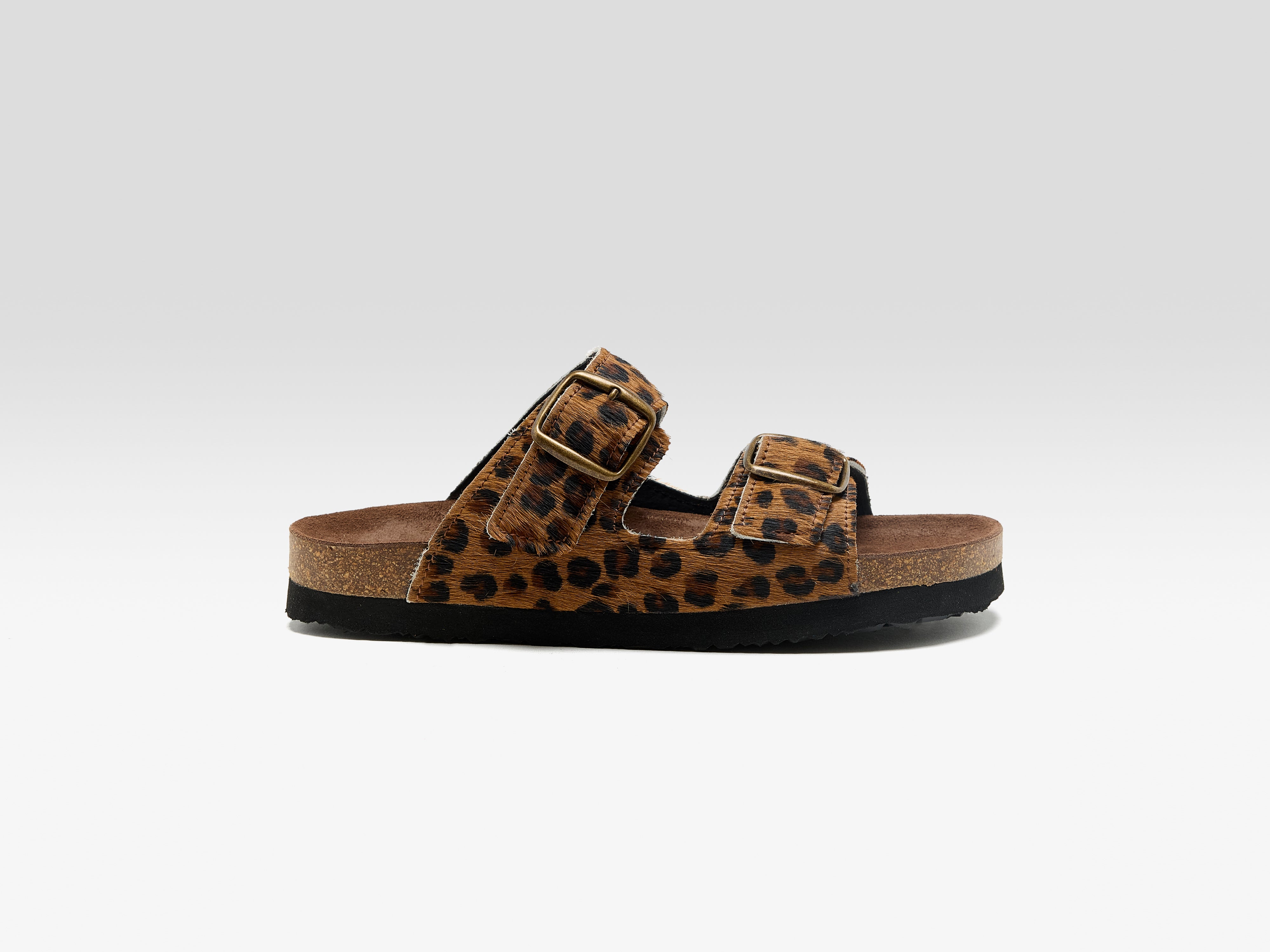 Leopard Ponyhair Sandals (261 / W / BROWN)