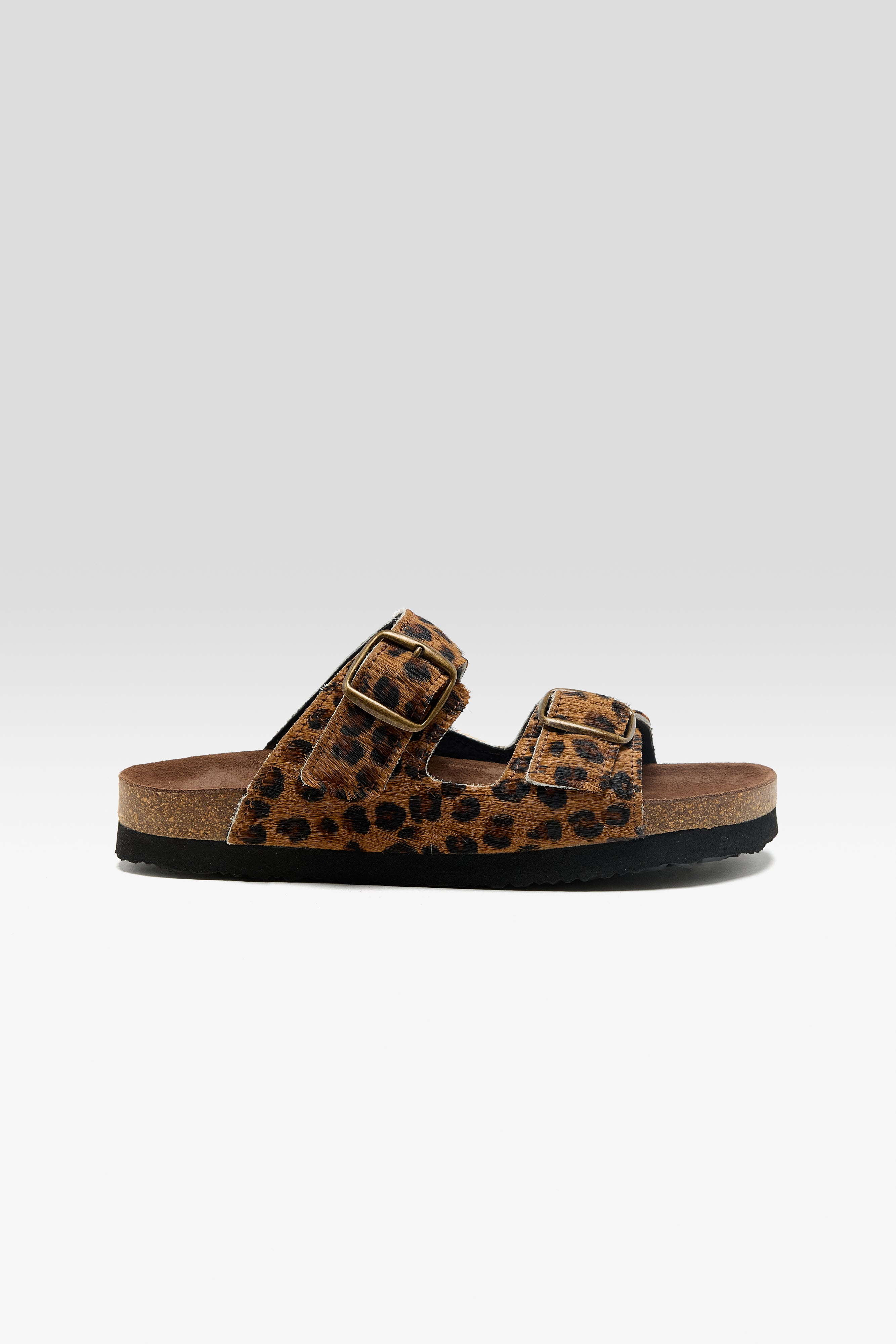 Leopard Ponyhair Sandals (261 / W / BROWN)