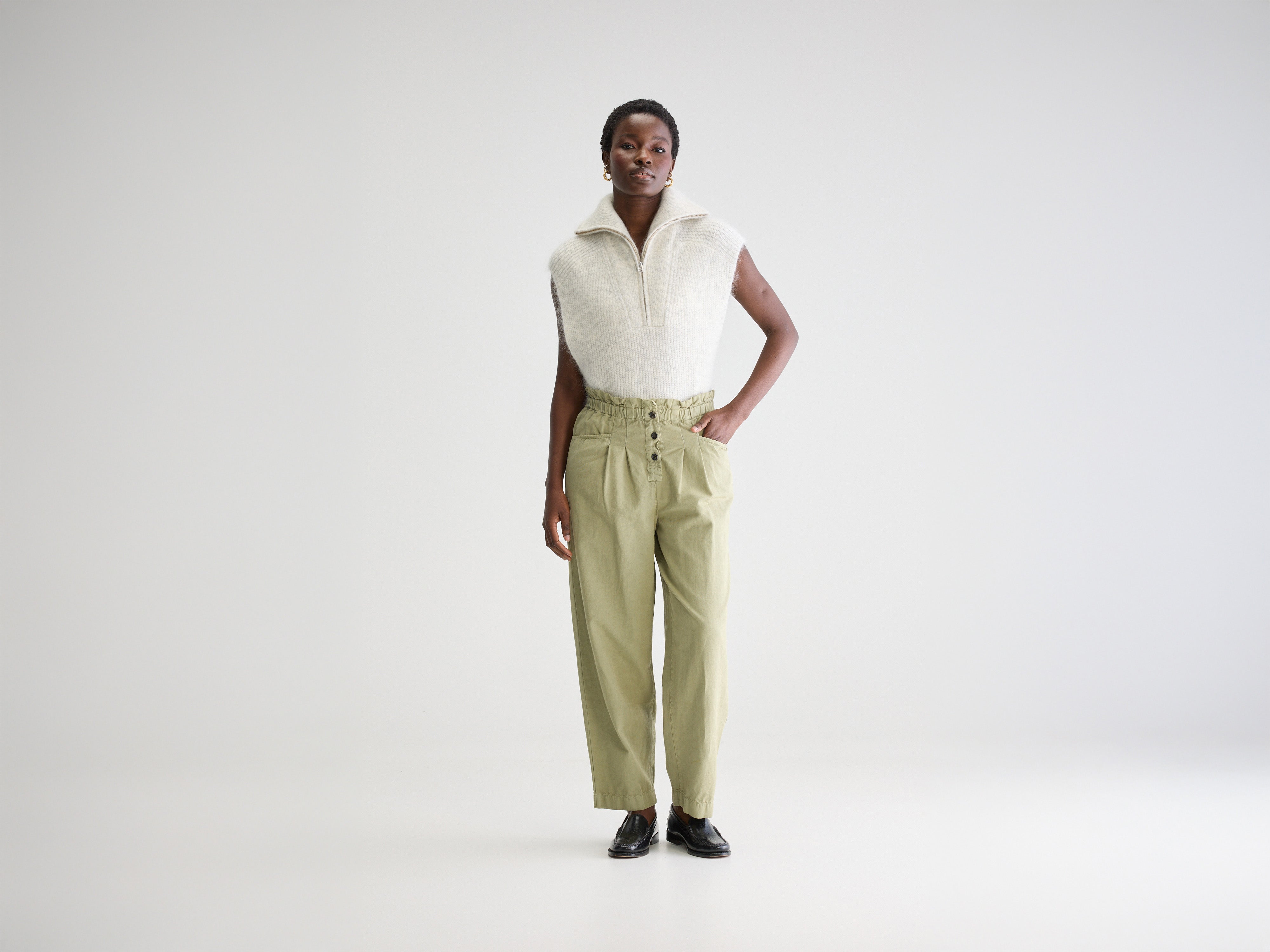 Lilow paperbag trousers (251 / W / SAUGE)