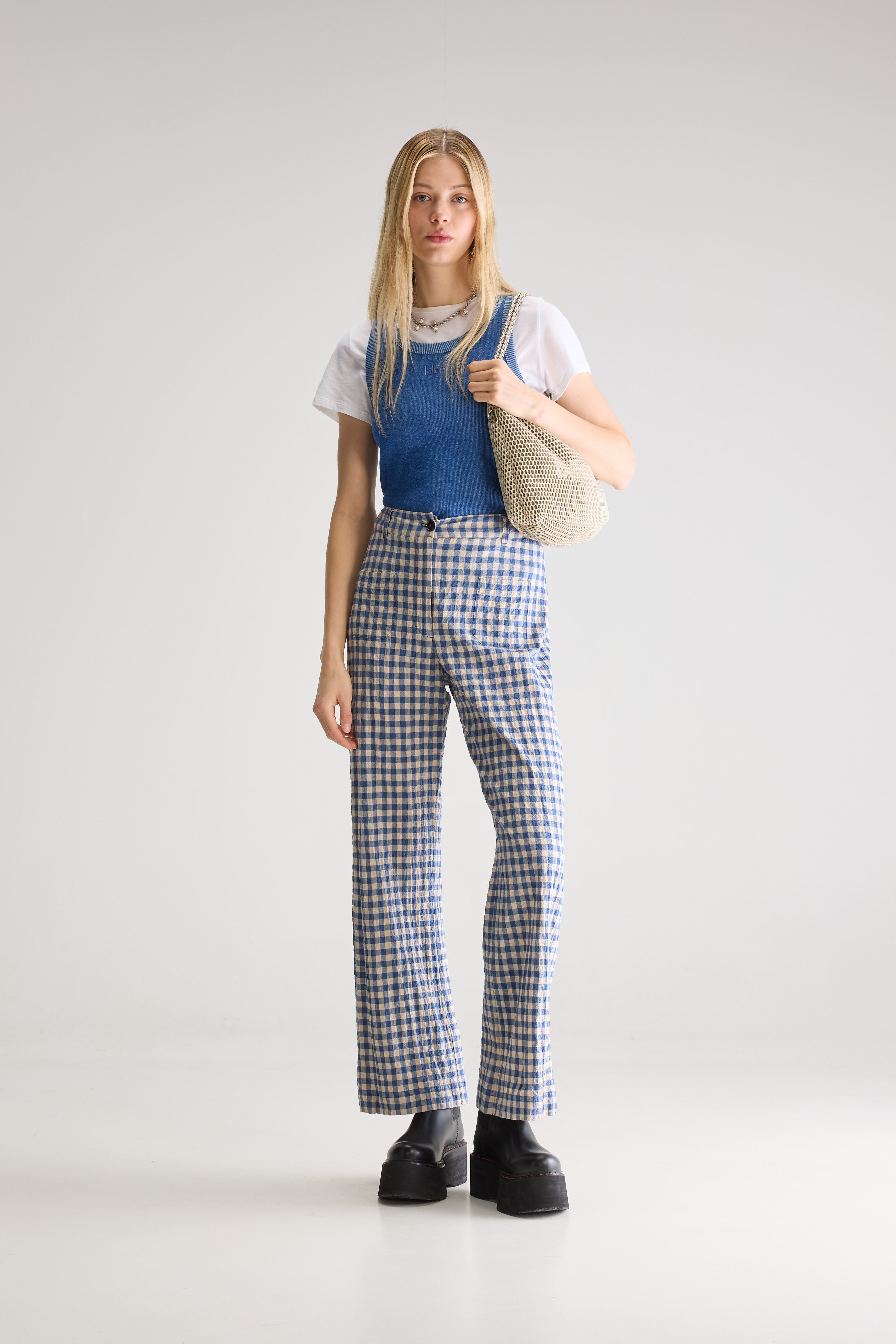 Vivia Wide Trousers - Blueworker / Dune For Women | Bellerose