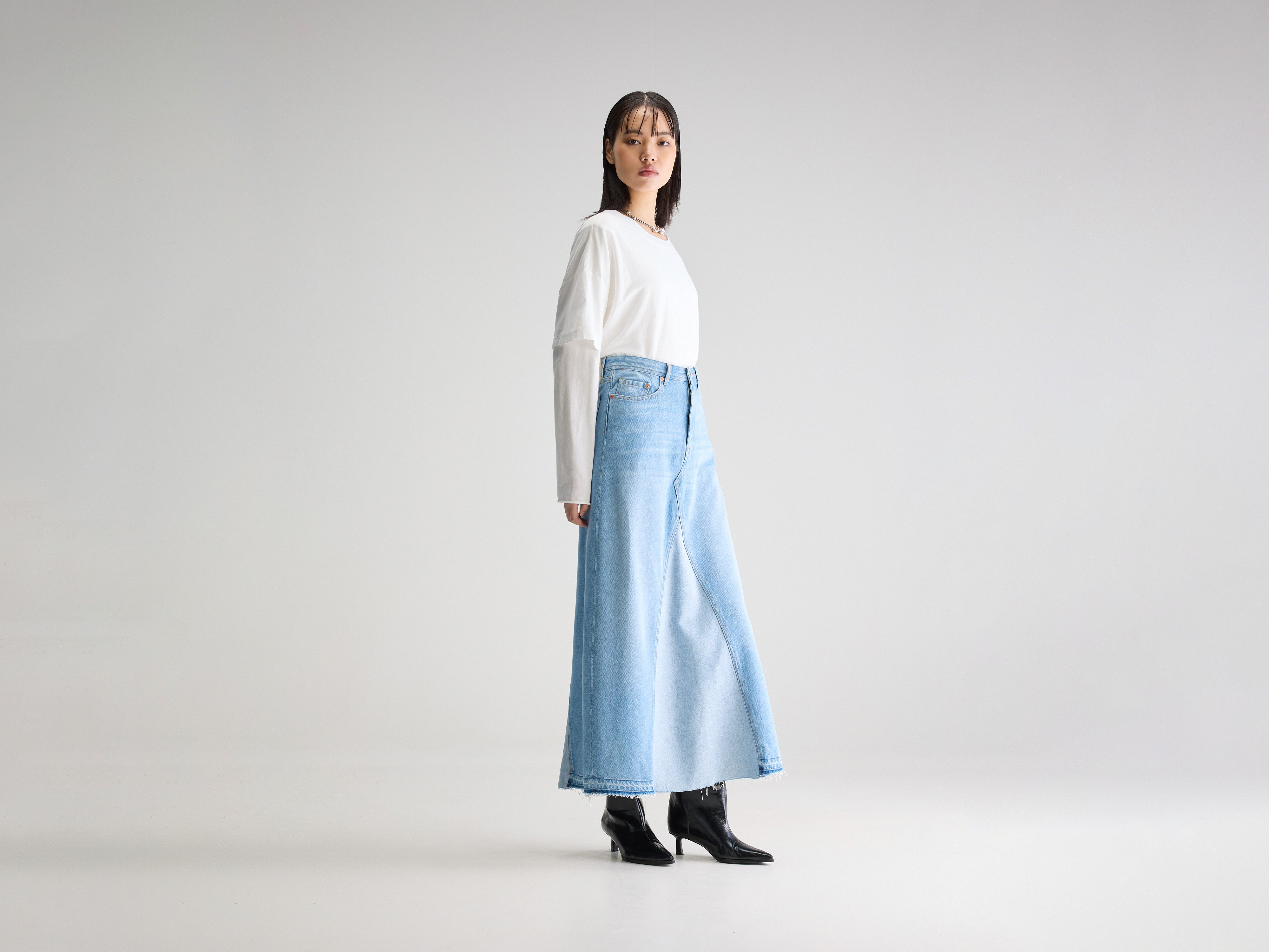 Jupe longue en denim Pria (251 / W / VINTAGE LT BLUE)