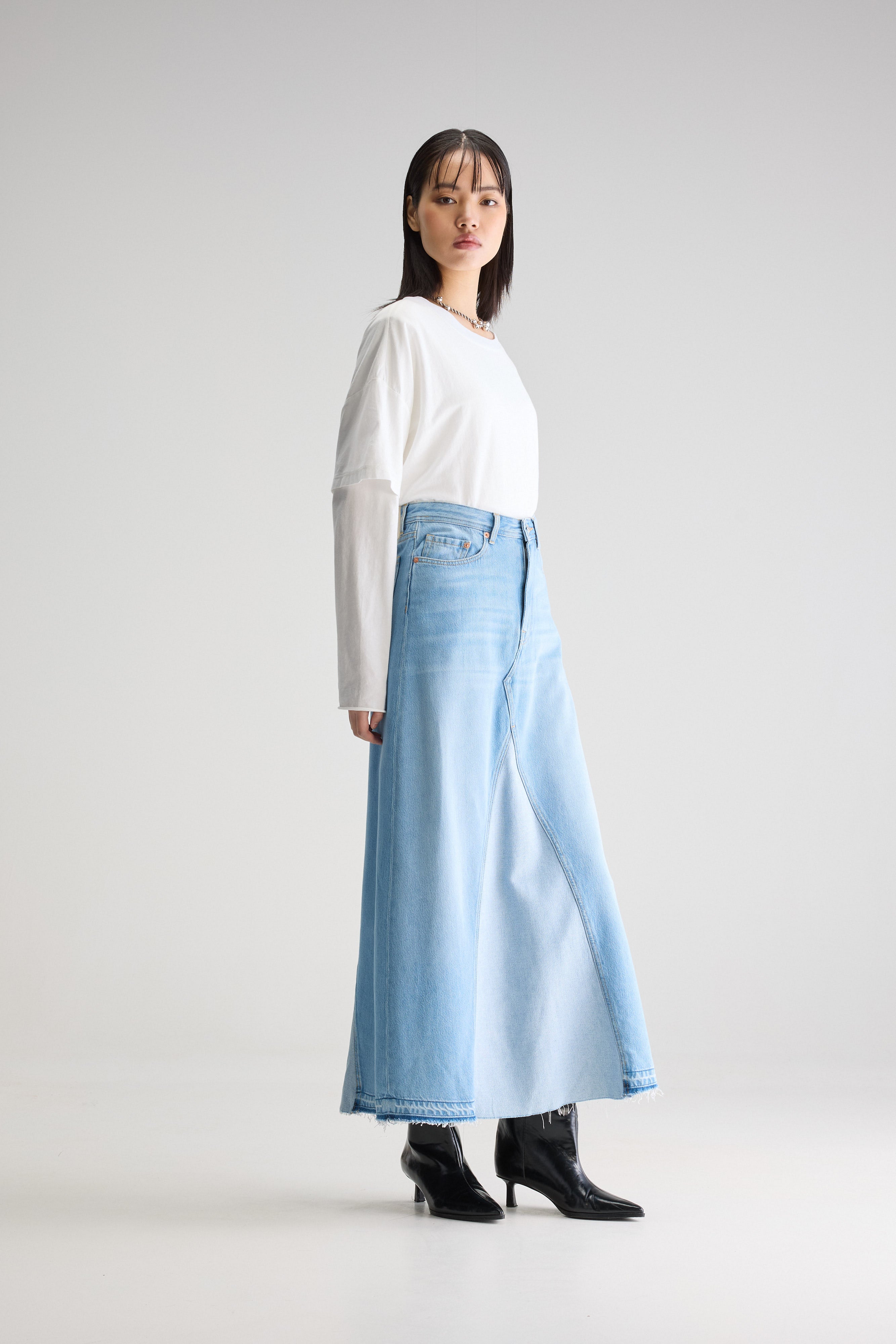 Jupe longue en denim Pria (251 / W / VINTAGE LT BLUE)