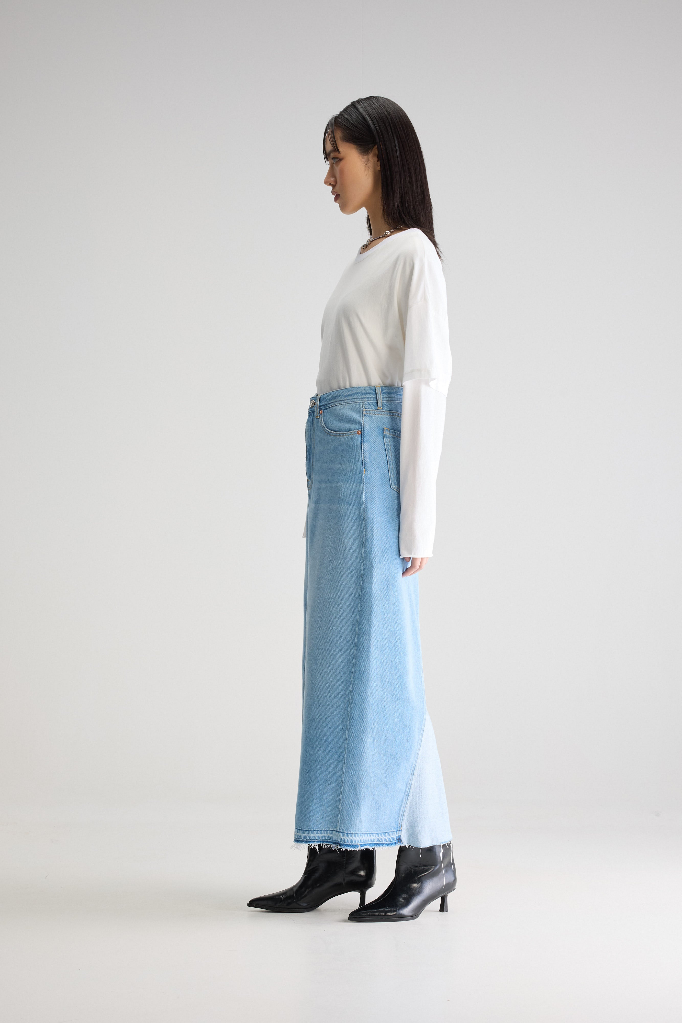 Jupe longue en denim Pria (251 / W / VINTAGE LT BLUE)