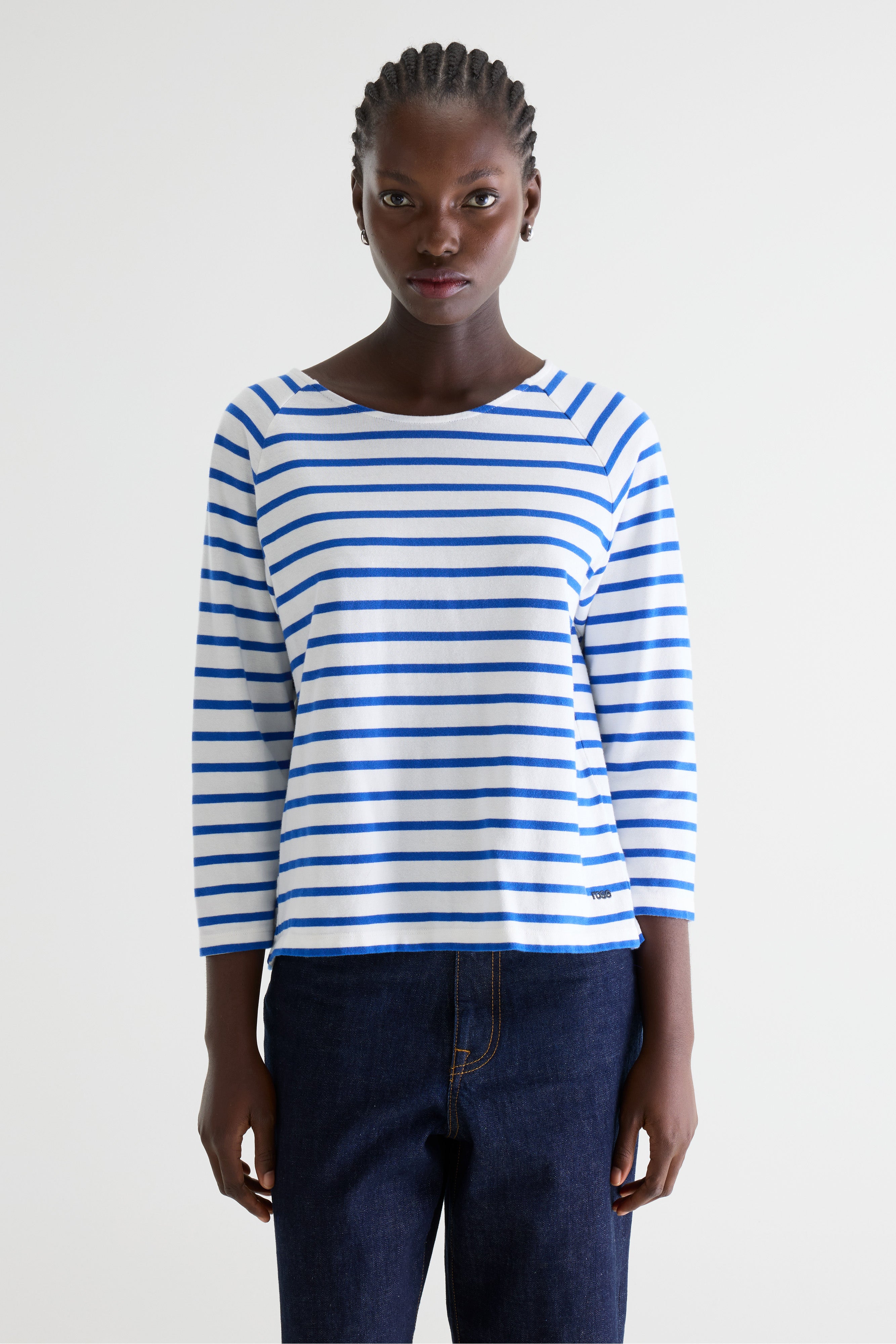 Maow crew-neck t-shirt (242 / W / STRIPE C)