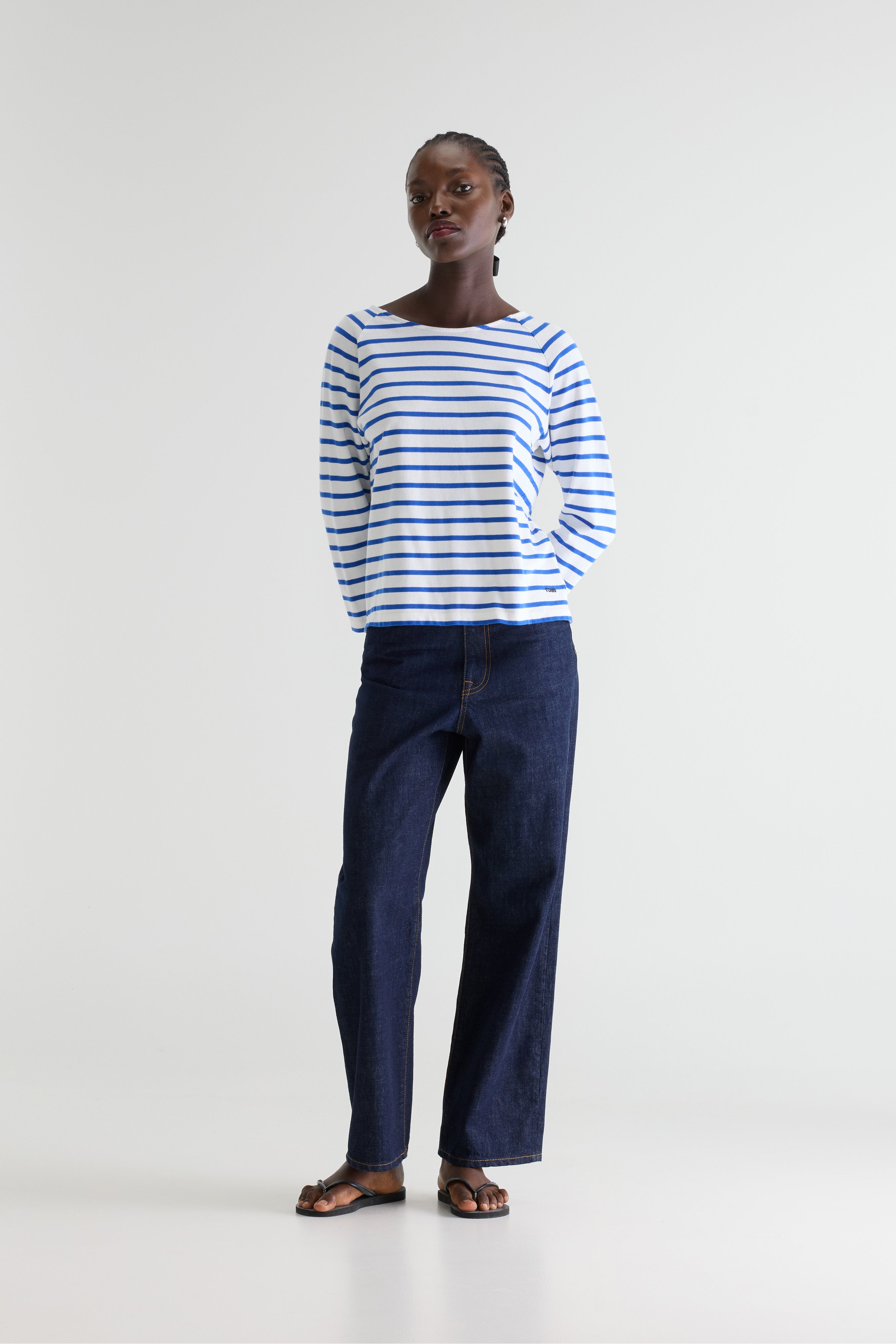 Maow crew-neck t-shirt (242 / W / STRIPE C)