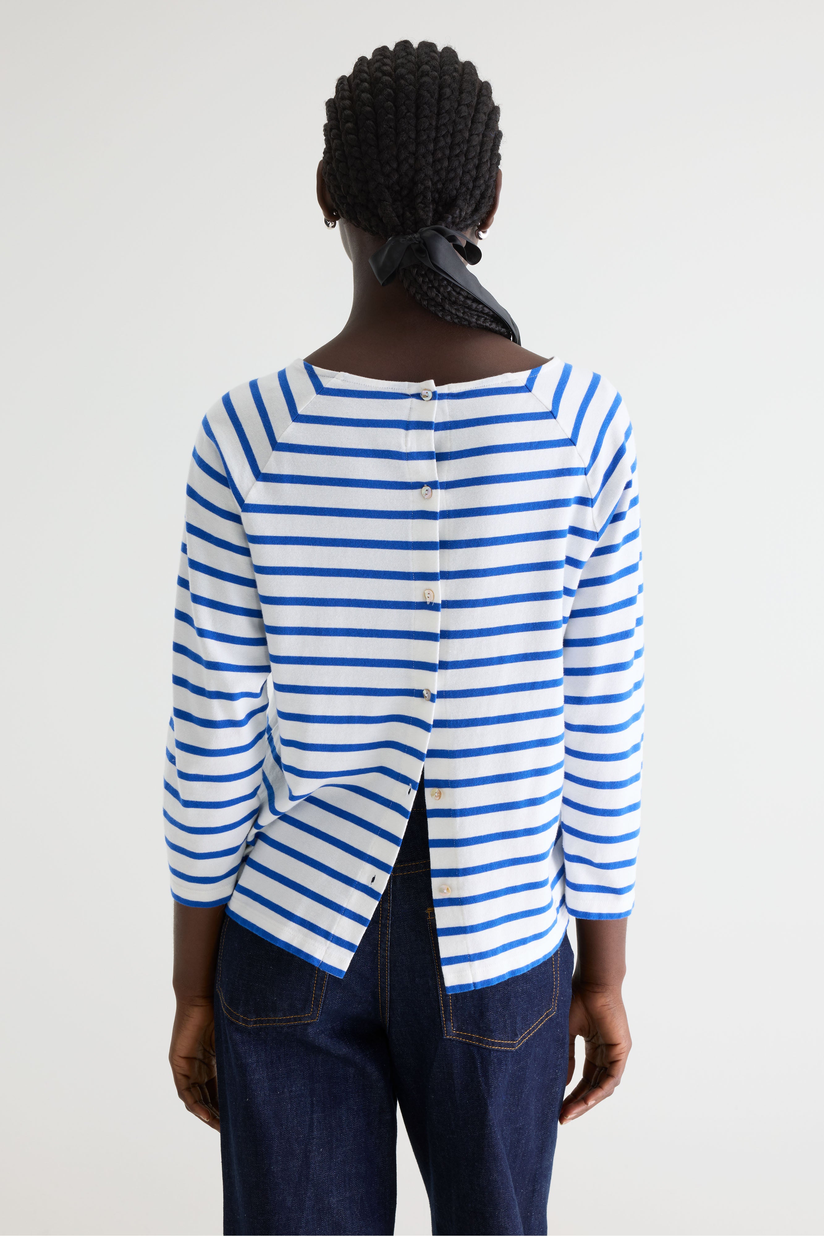 Maow crew-neck t-shirt (242 / W / STRIPE C)