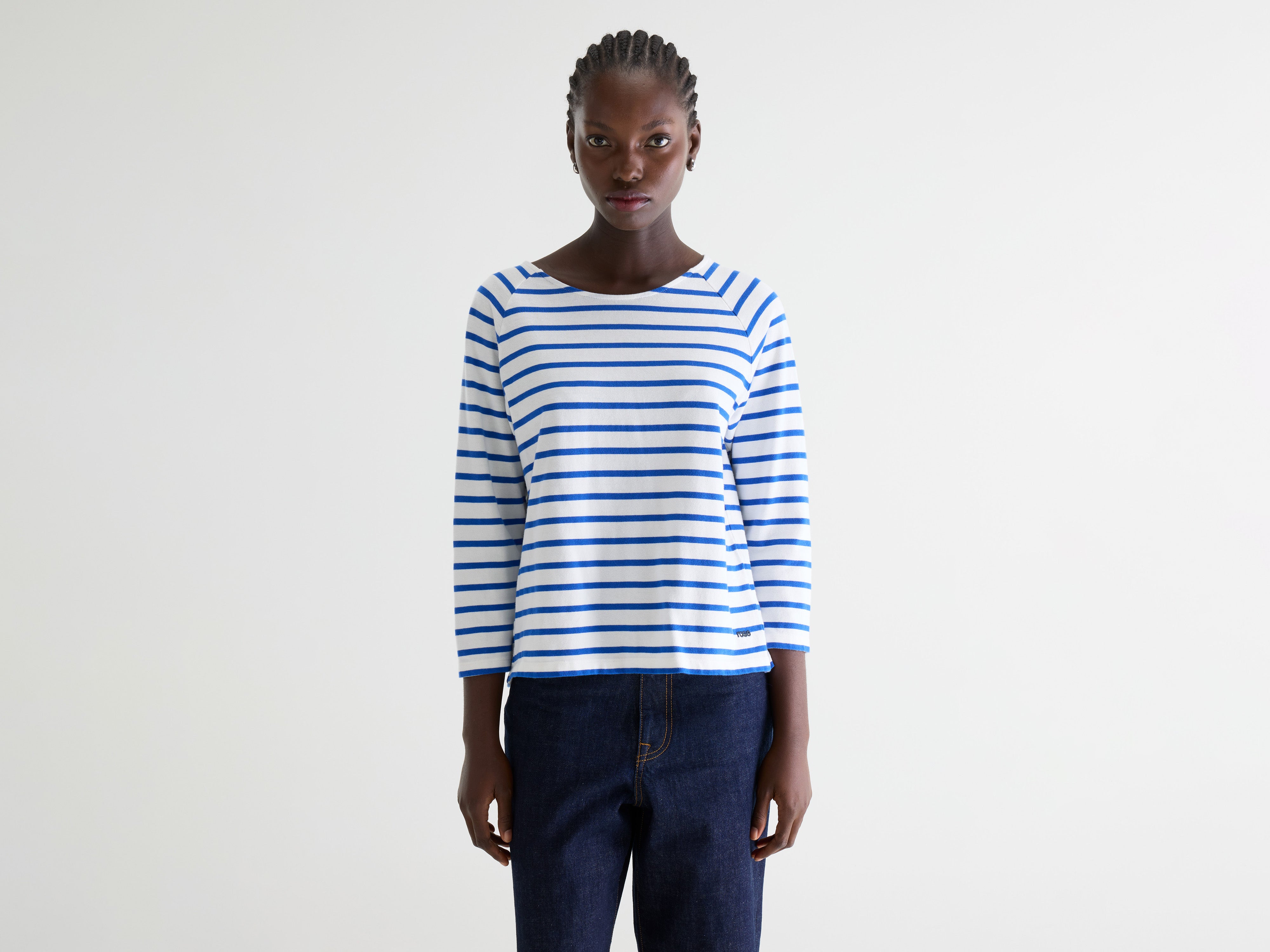 Maow crew-neck t-shirt (242 / W / STRIPE C)