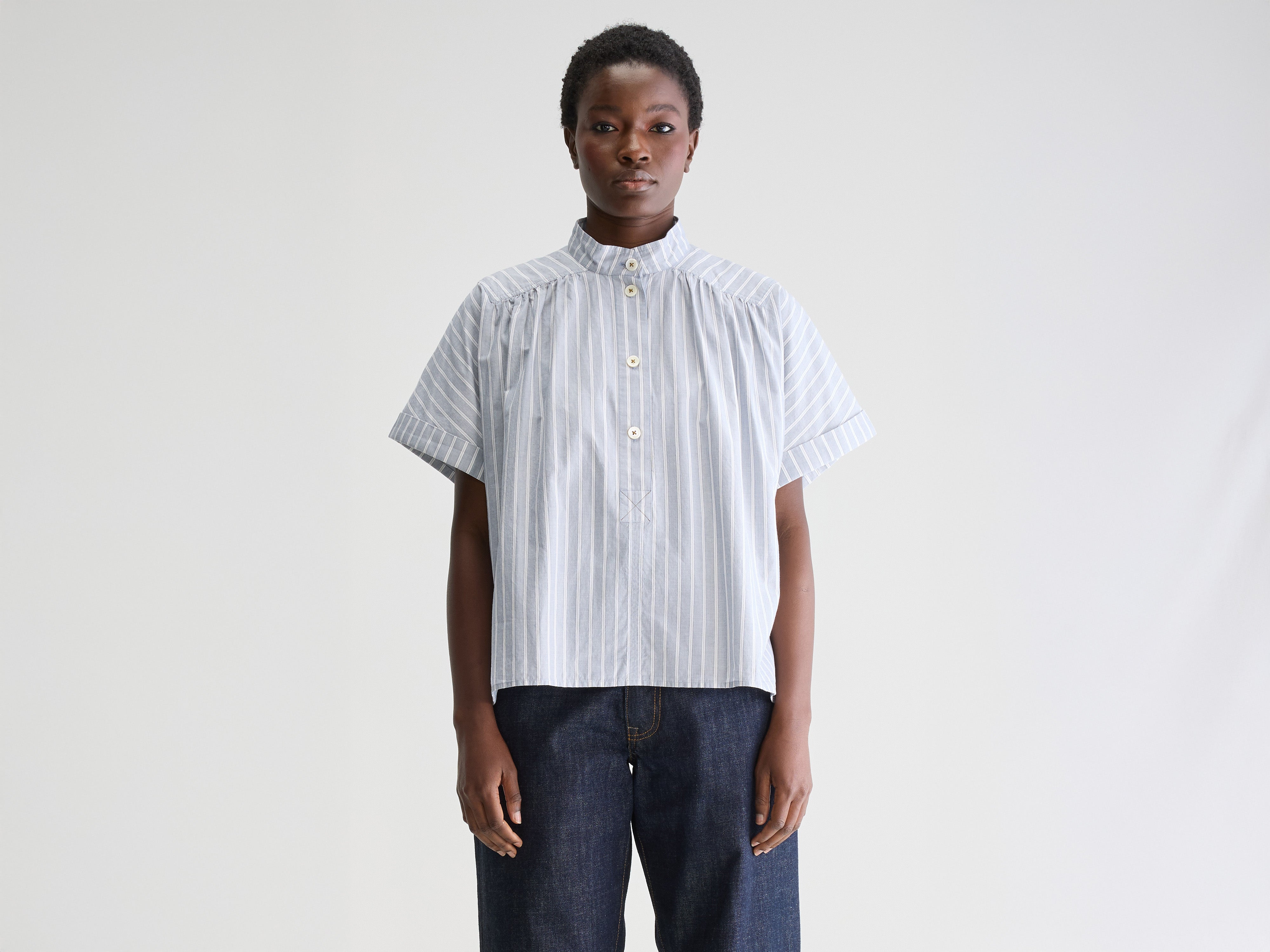 Pear blouse met korte mouwen (251 / W / STRIPE A)