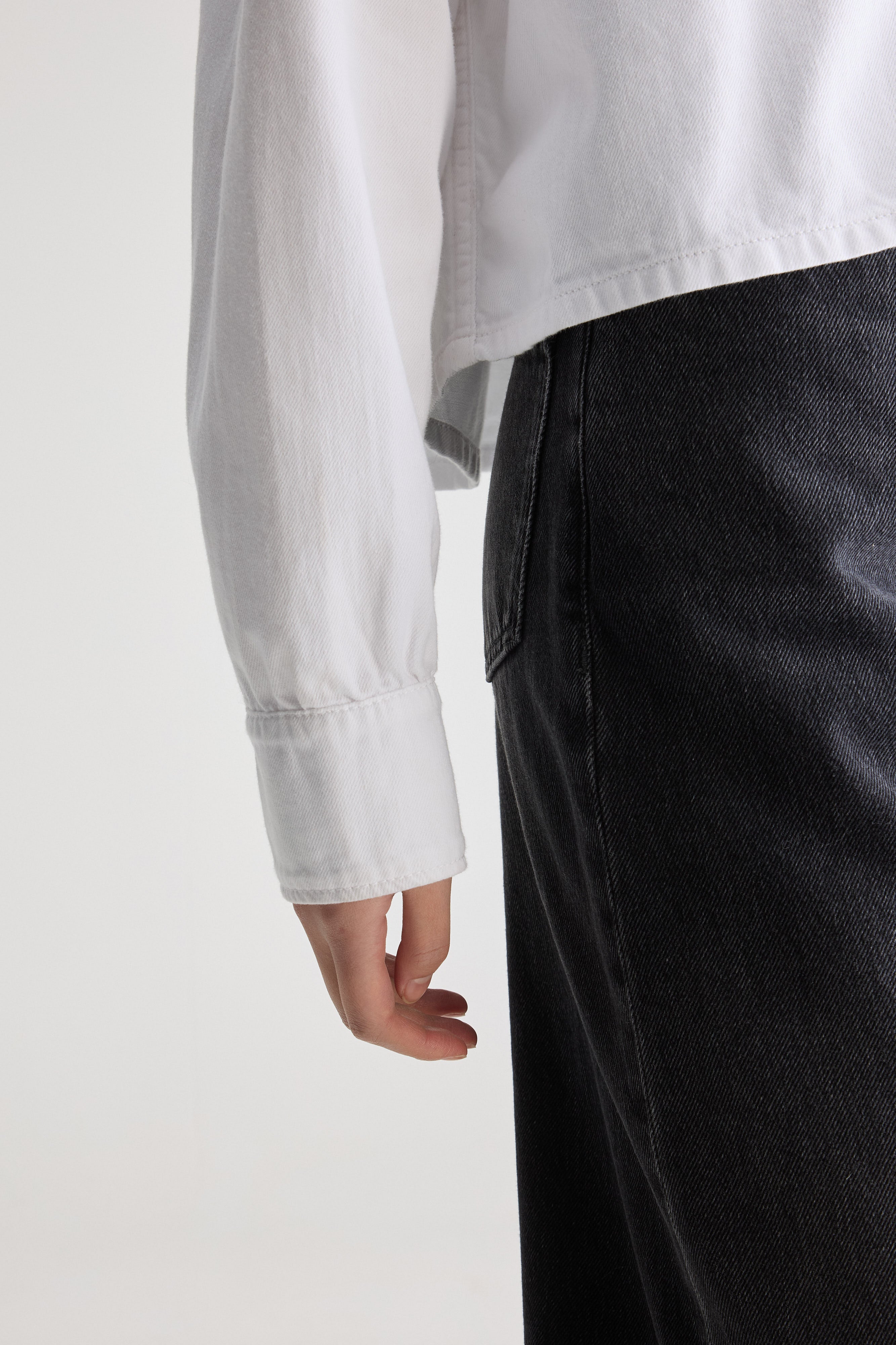 Polaris cropped denim shirt (251 / W / WHITE)