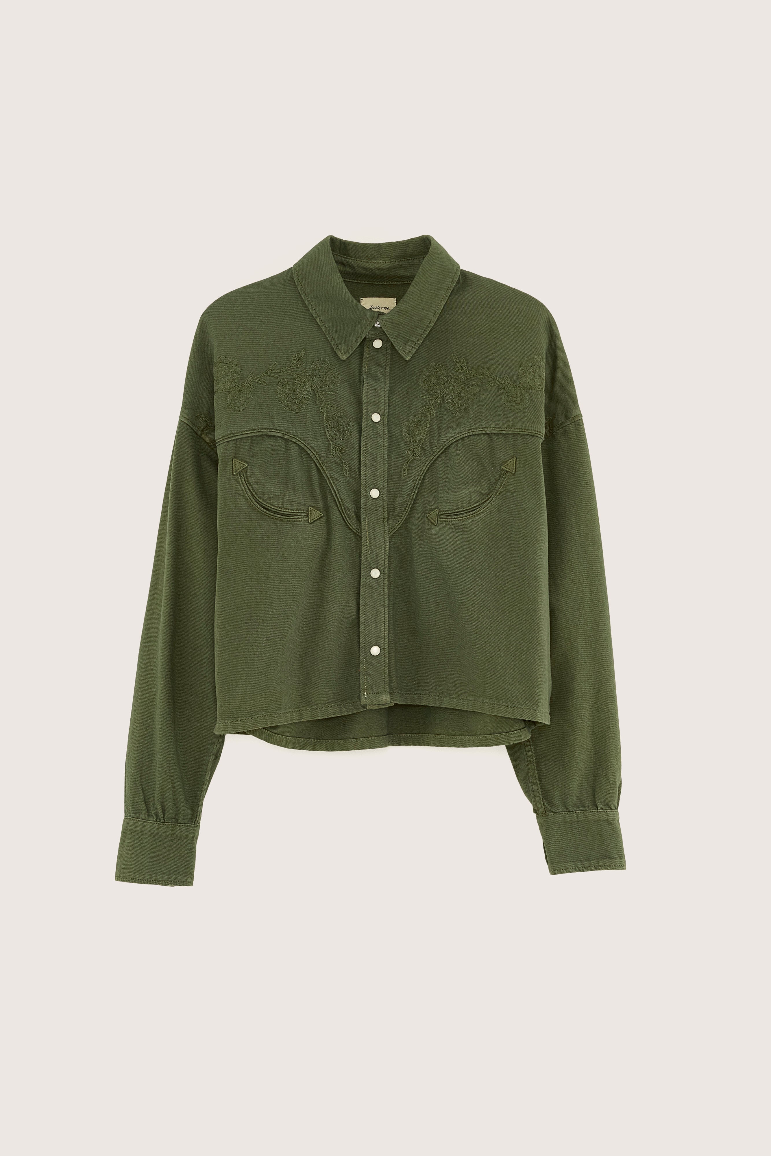 Polaris cropped denim hemd (251 / W / DUSTY OLIVE)