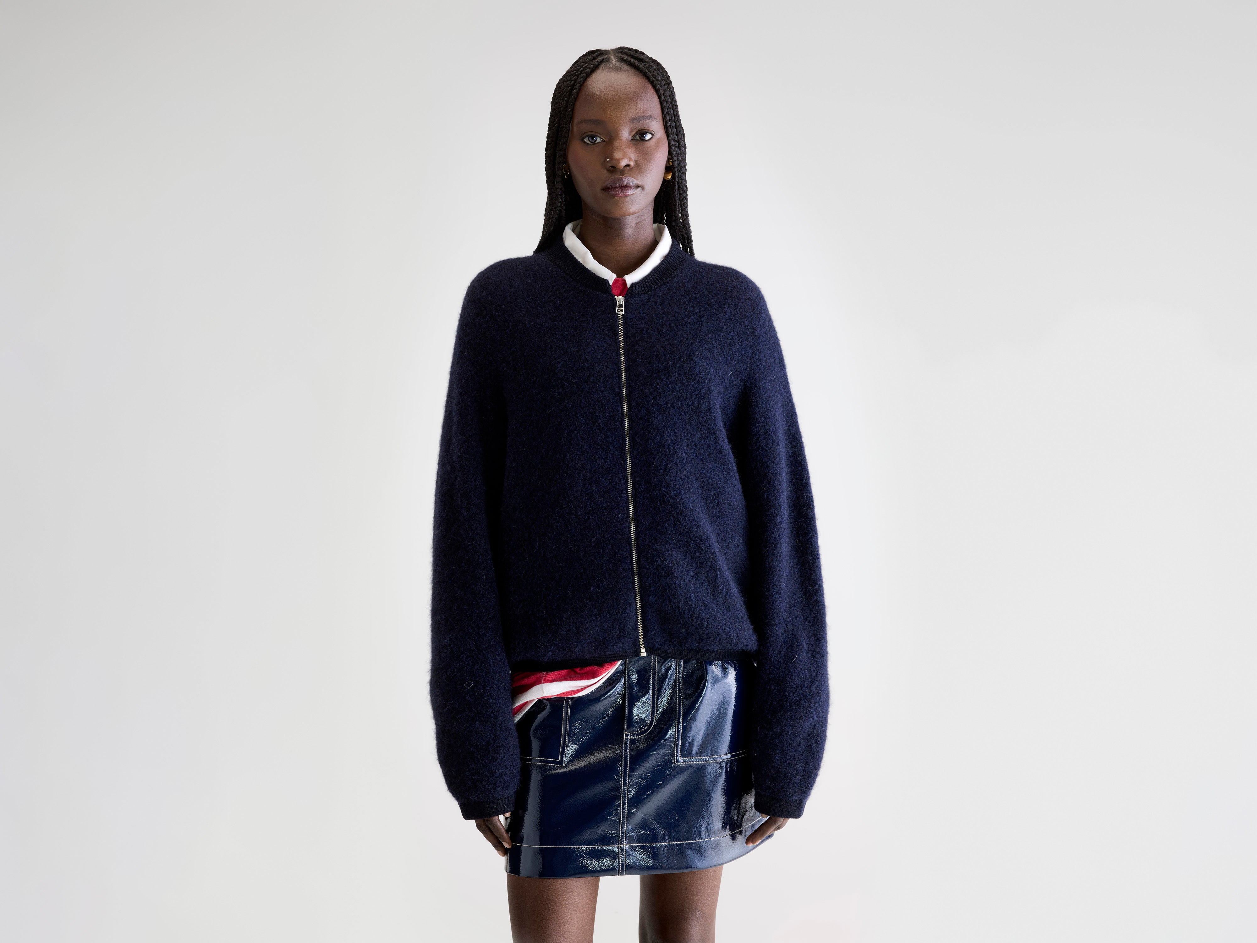 Asedi zip-up cardigan (252 / W / NAVY)