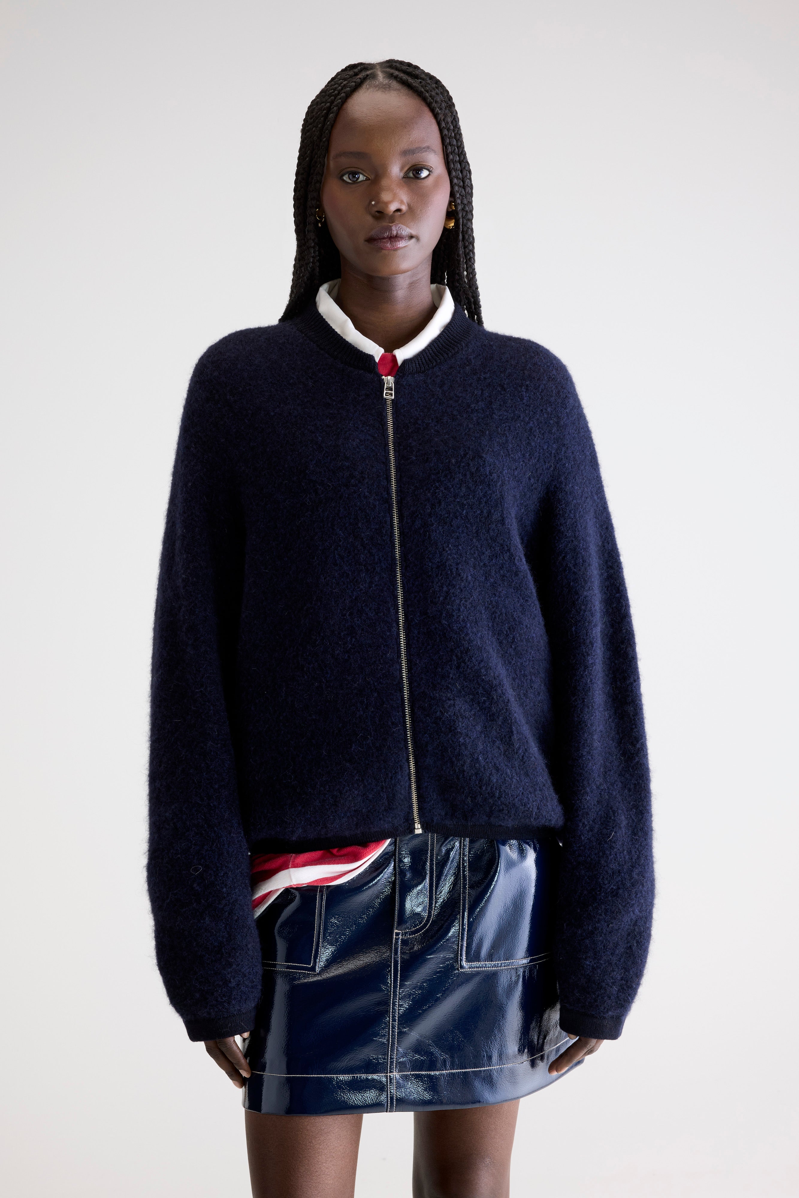 Asedi zip-up cardigan (252 / W / NAVY)