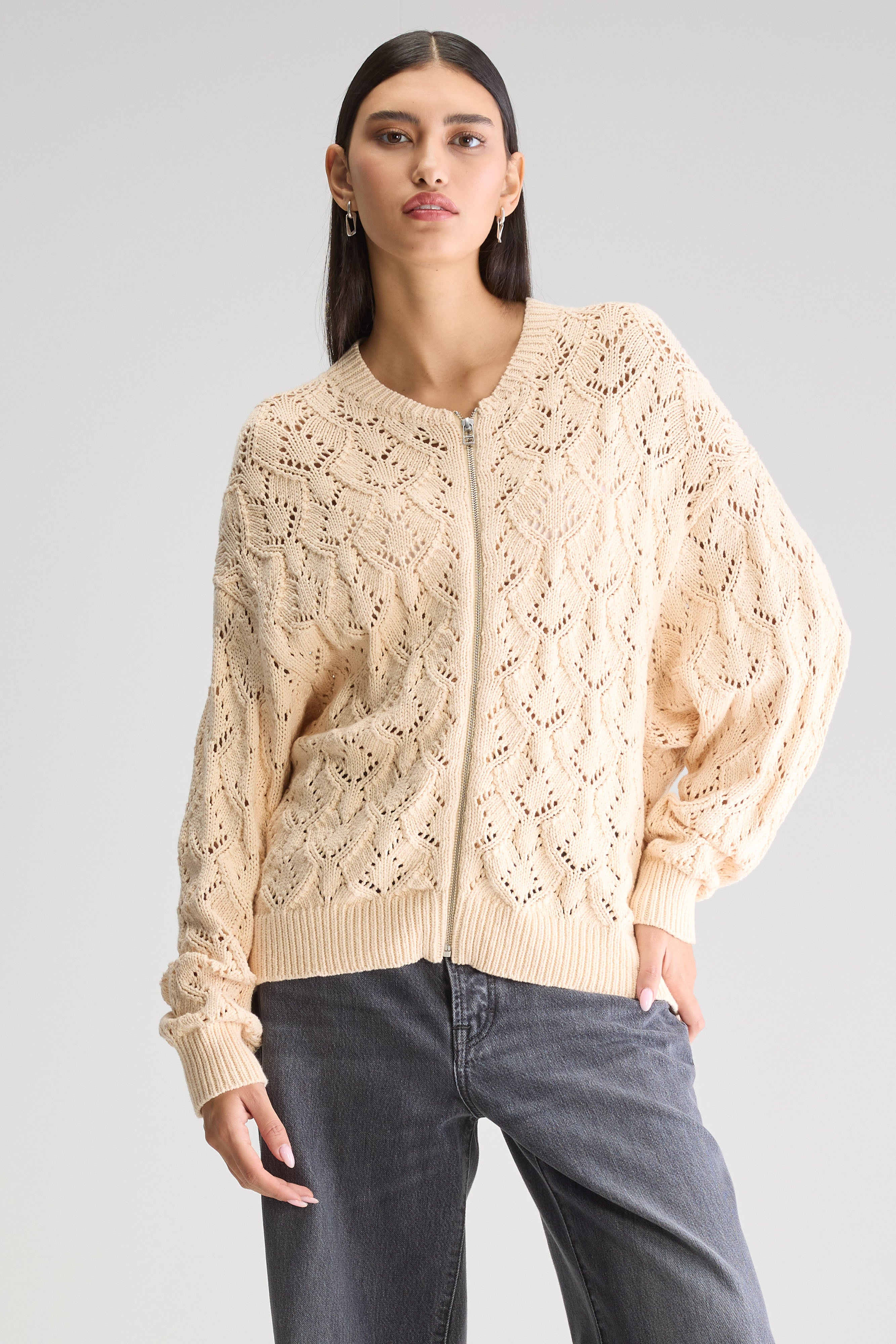 Cardigan Zippé Allady - Ivory Pour Femme | Bellerose