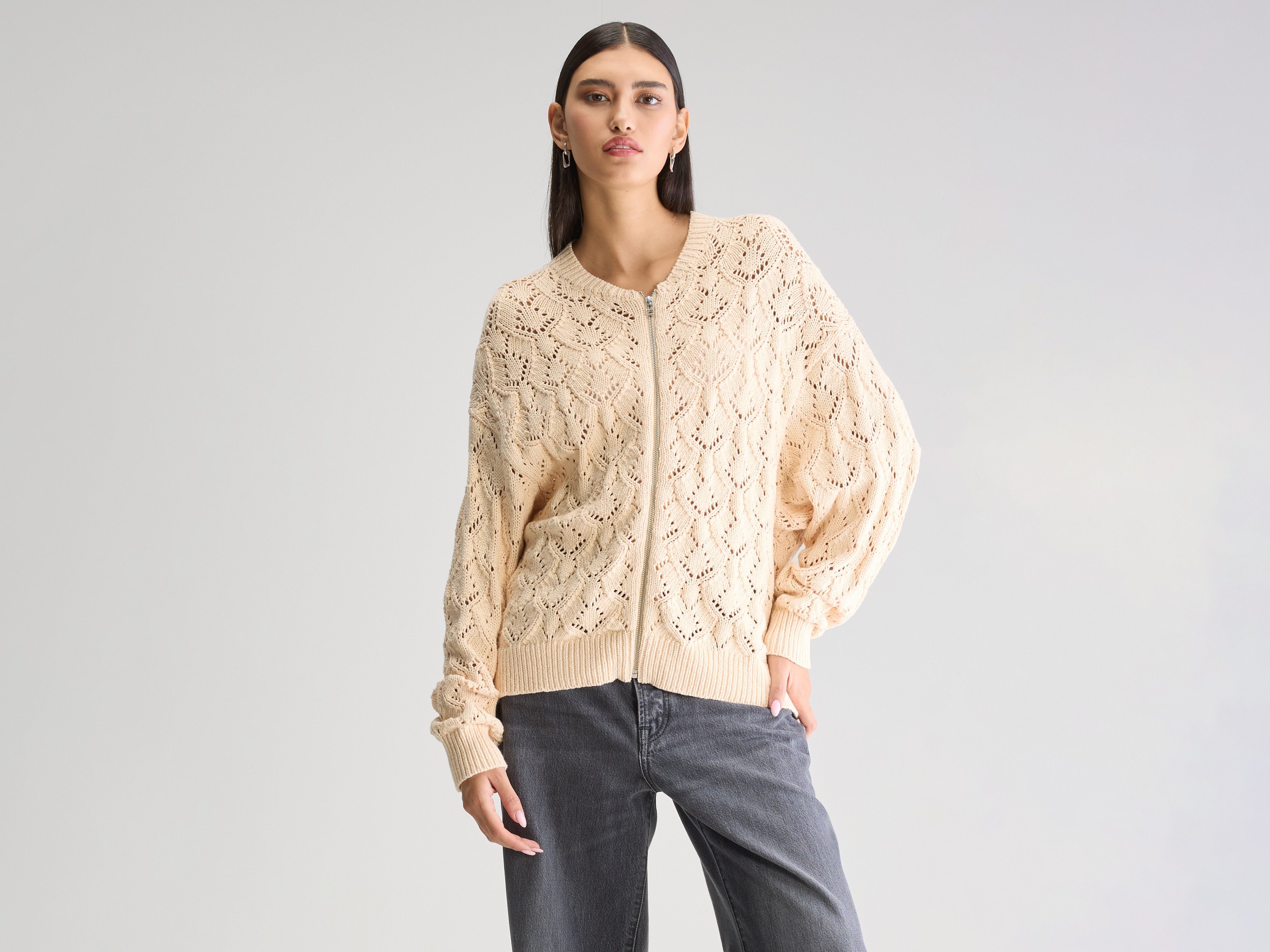 Cardigan zippé Allady (251 / W / IVORY)