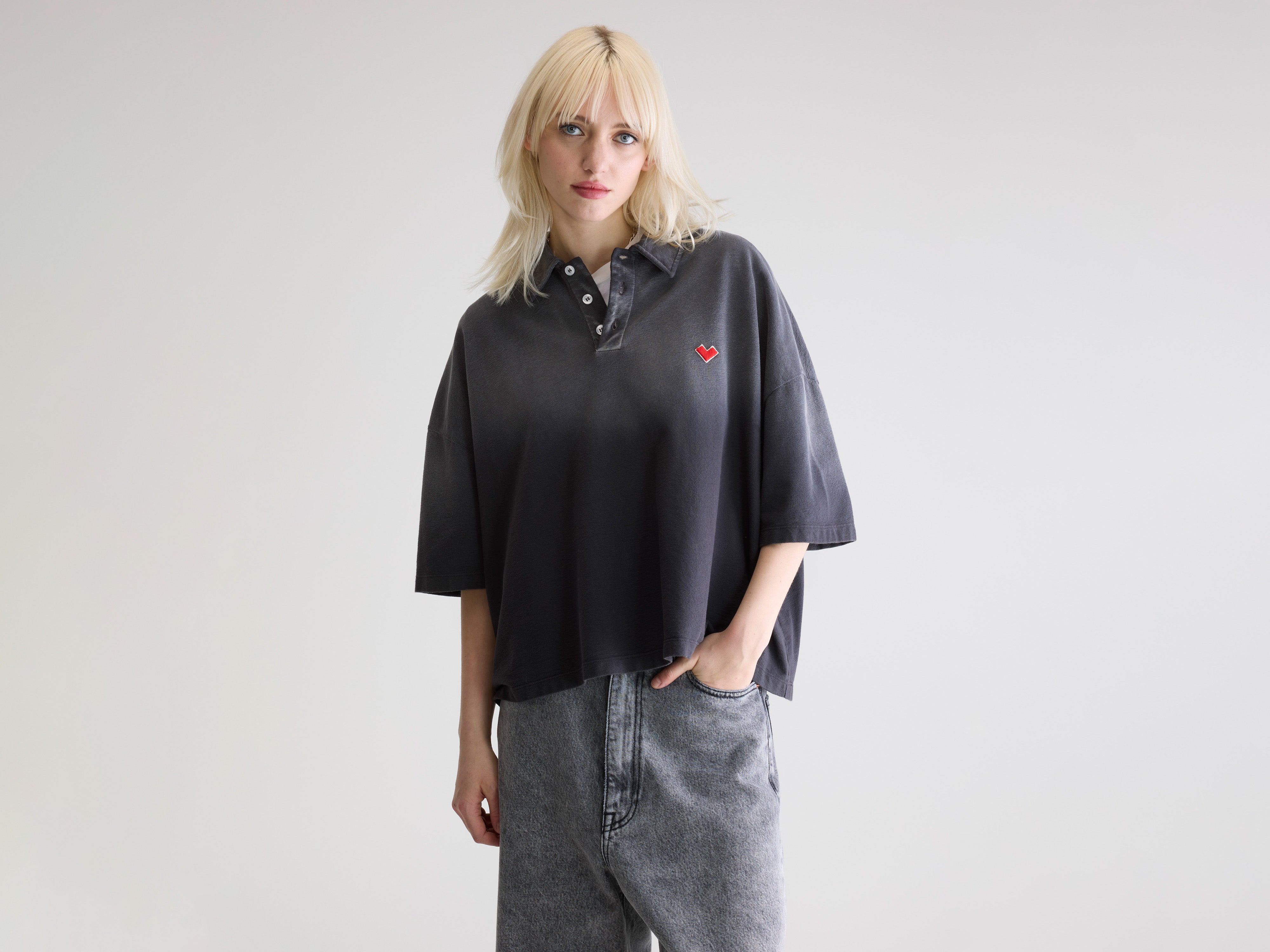 Foolo short-sleeve polo (252 / W / BLACK BLUE)