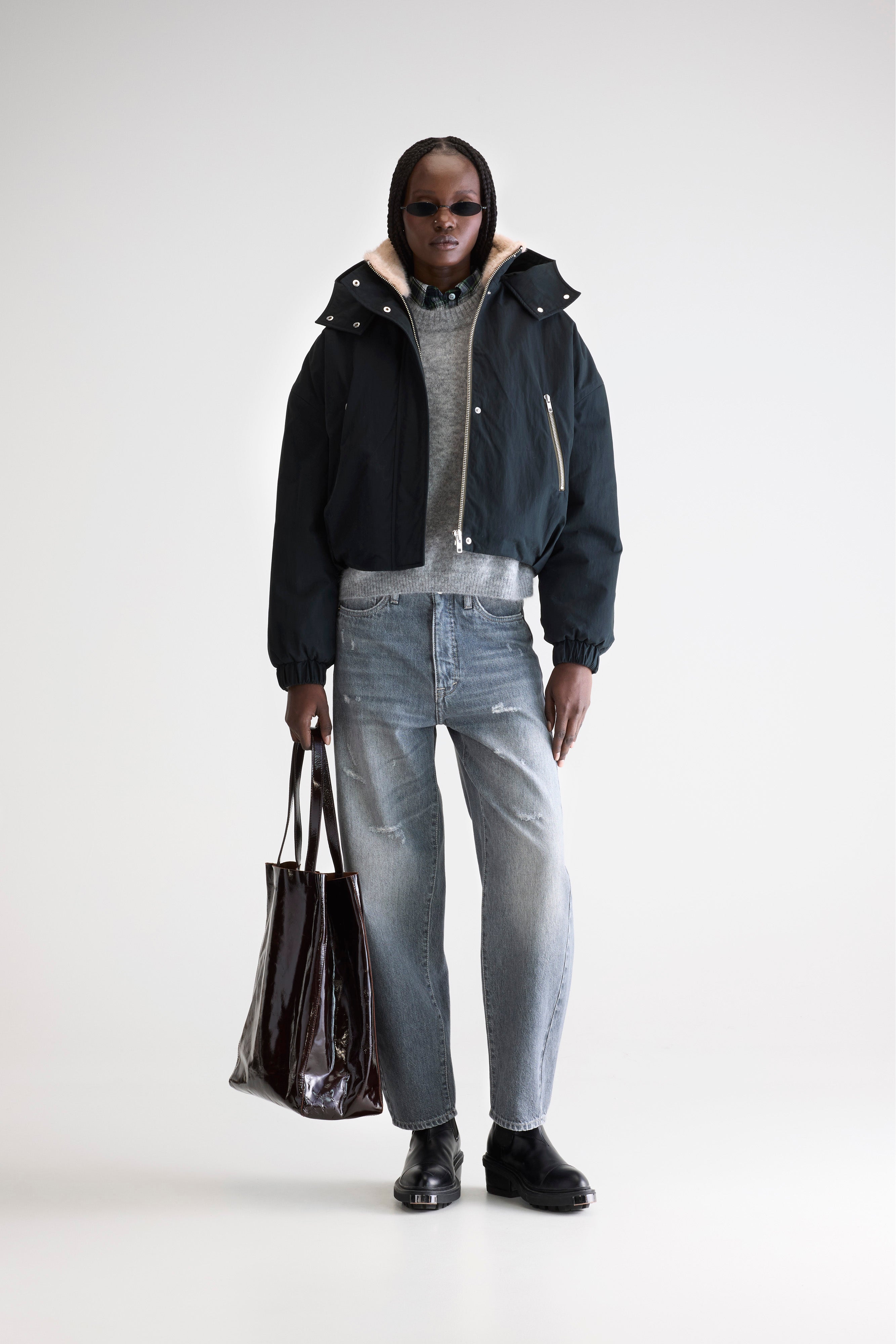 Herna cropped jacket (252 / W / BLACK BEAUTY)