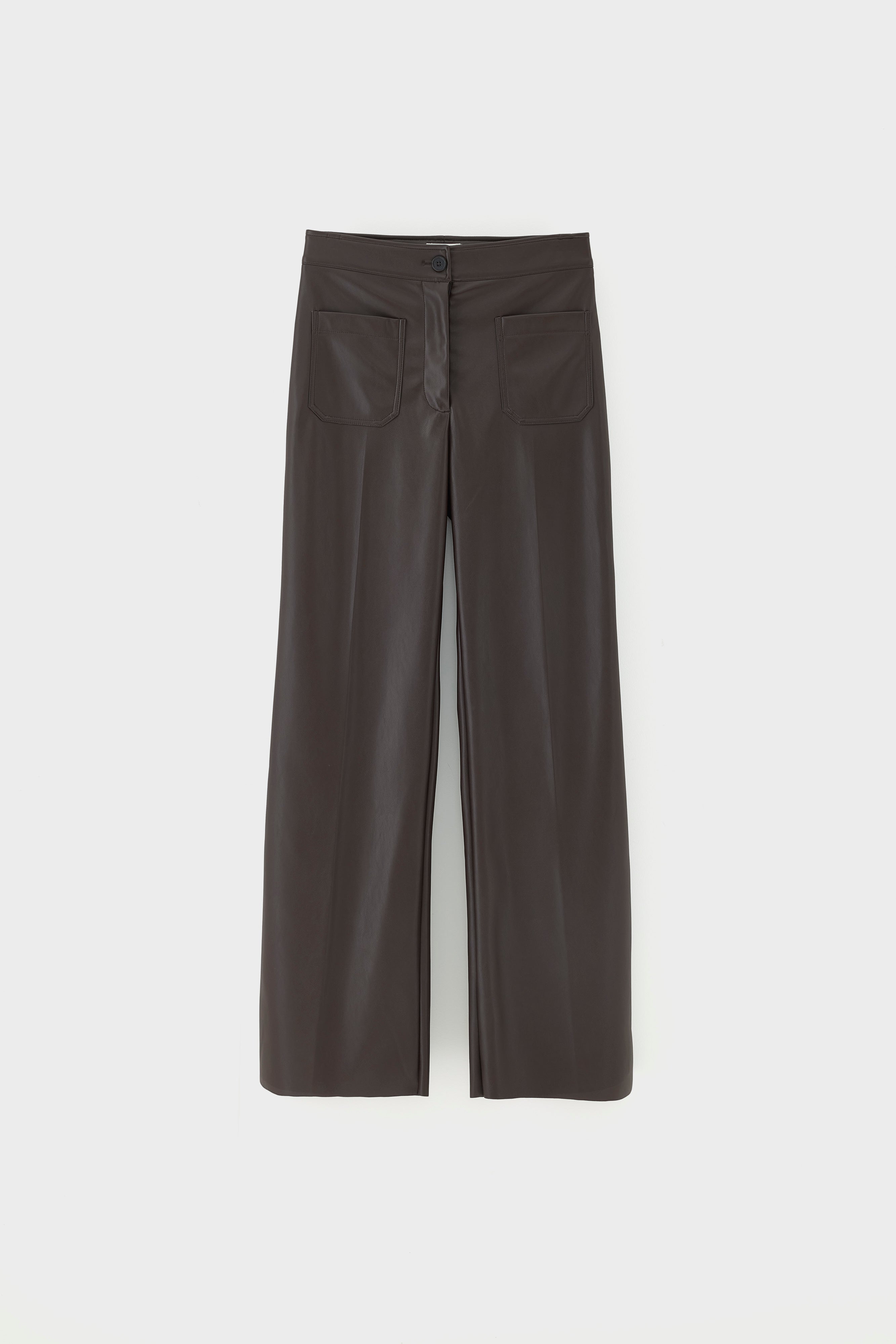 Vinj slim fit broek in imitatieleer (261 / W / DARK ROAST)