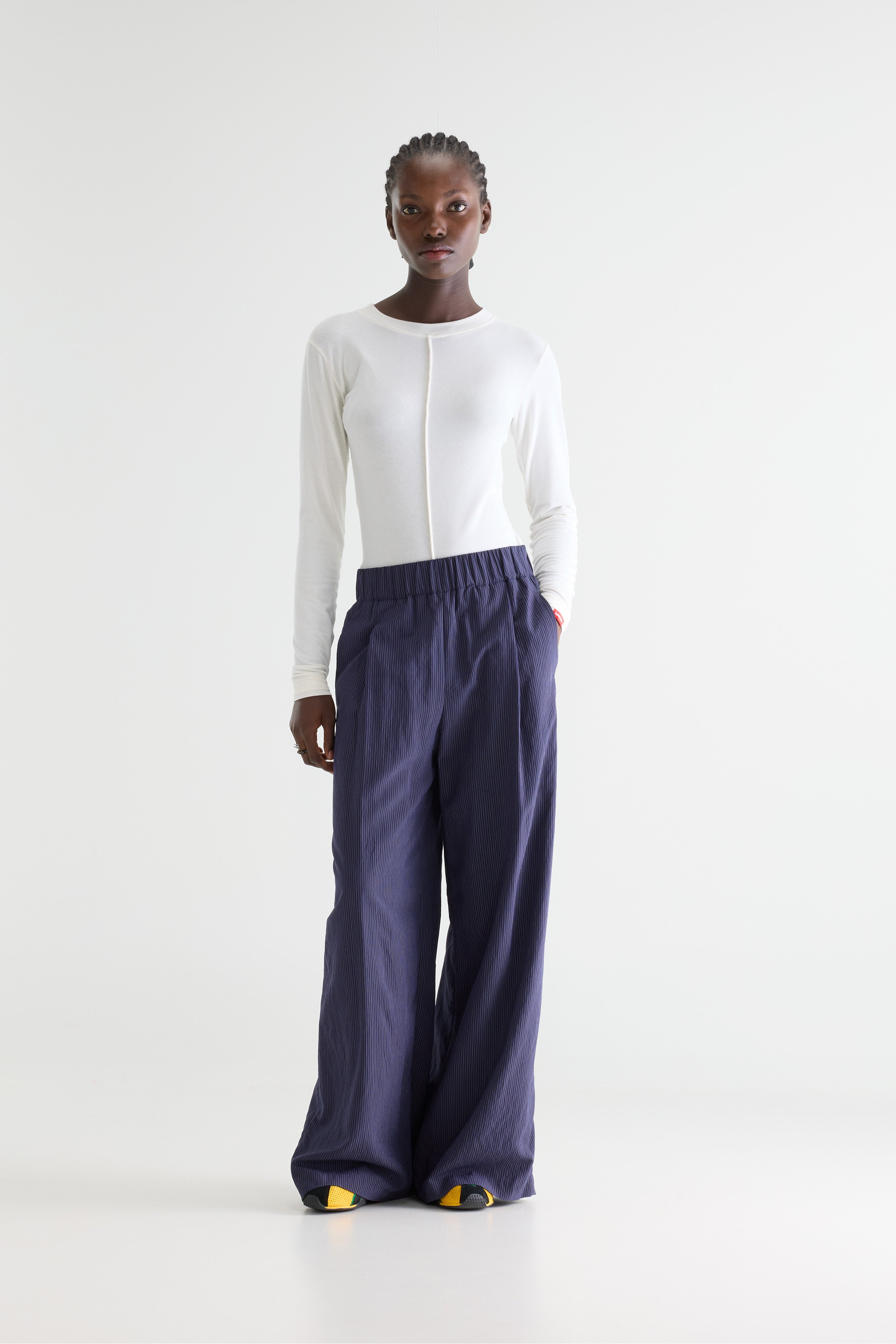 Vespa Wide Trousers - Dark navy / White For Women | Bellerose