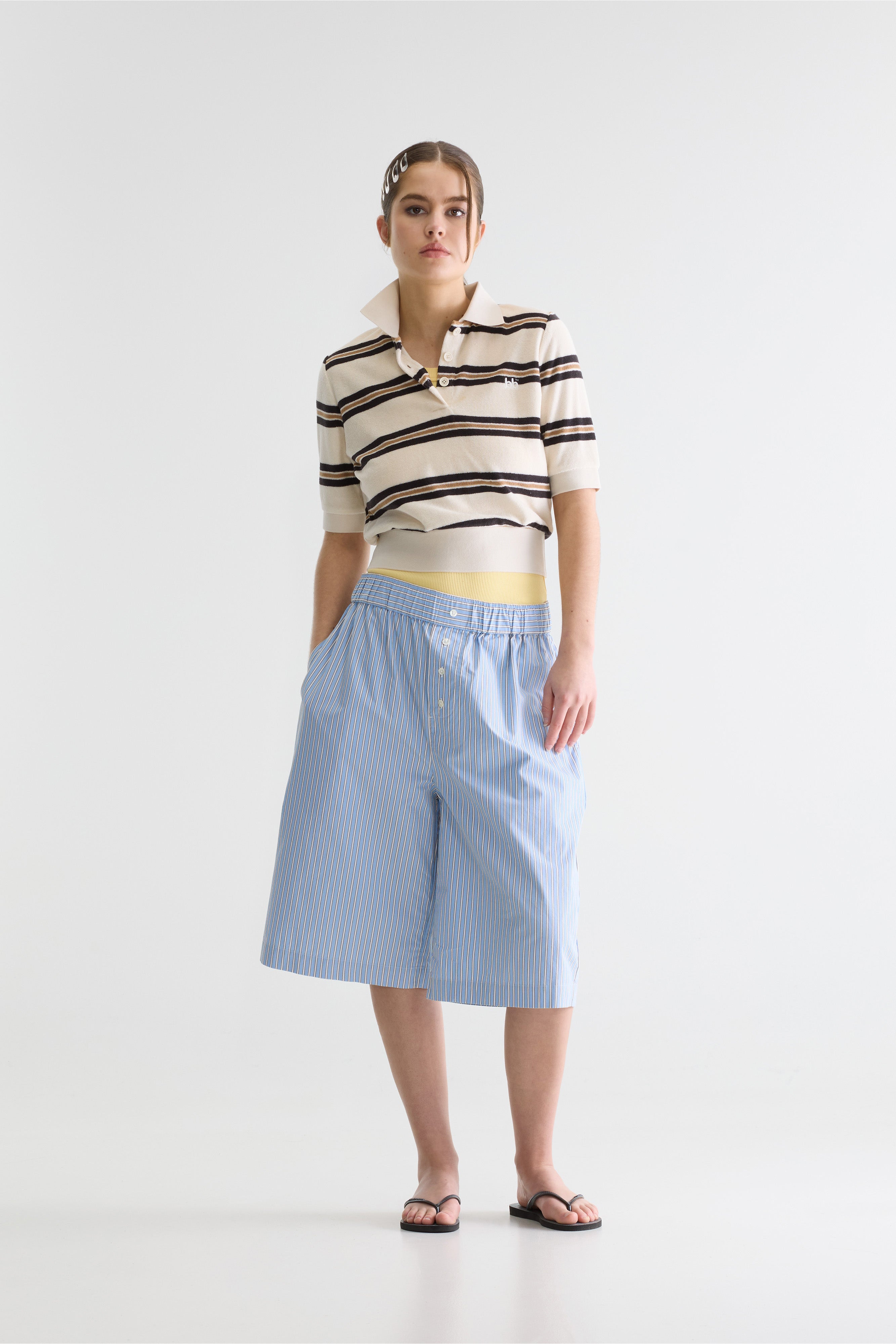 Geena Long Striped Shorts - Stripe b For Women | Bellerose