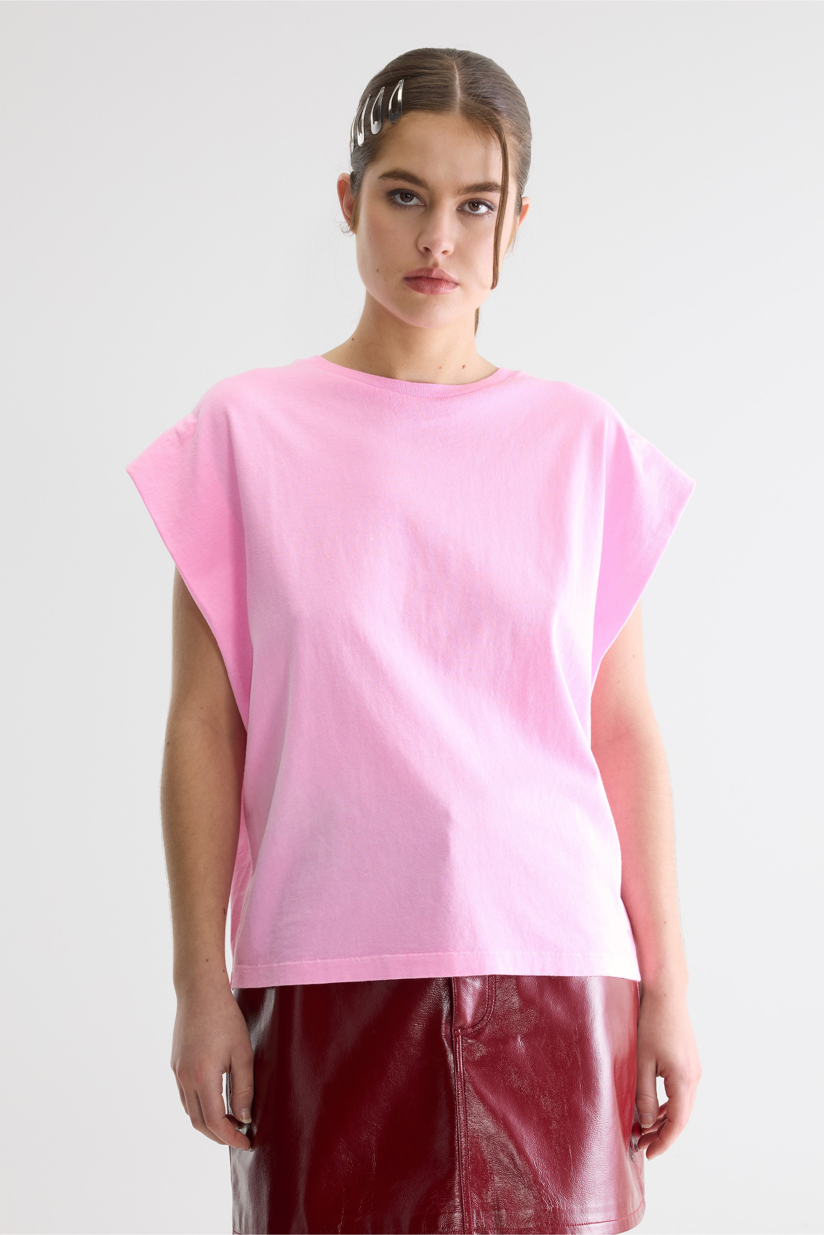 Vice Sleeveless T-shirt - Fluo pink For Women | Bellerose