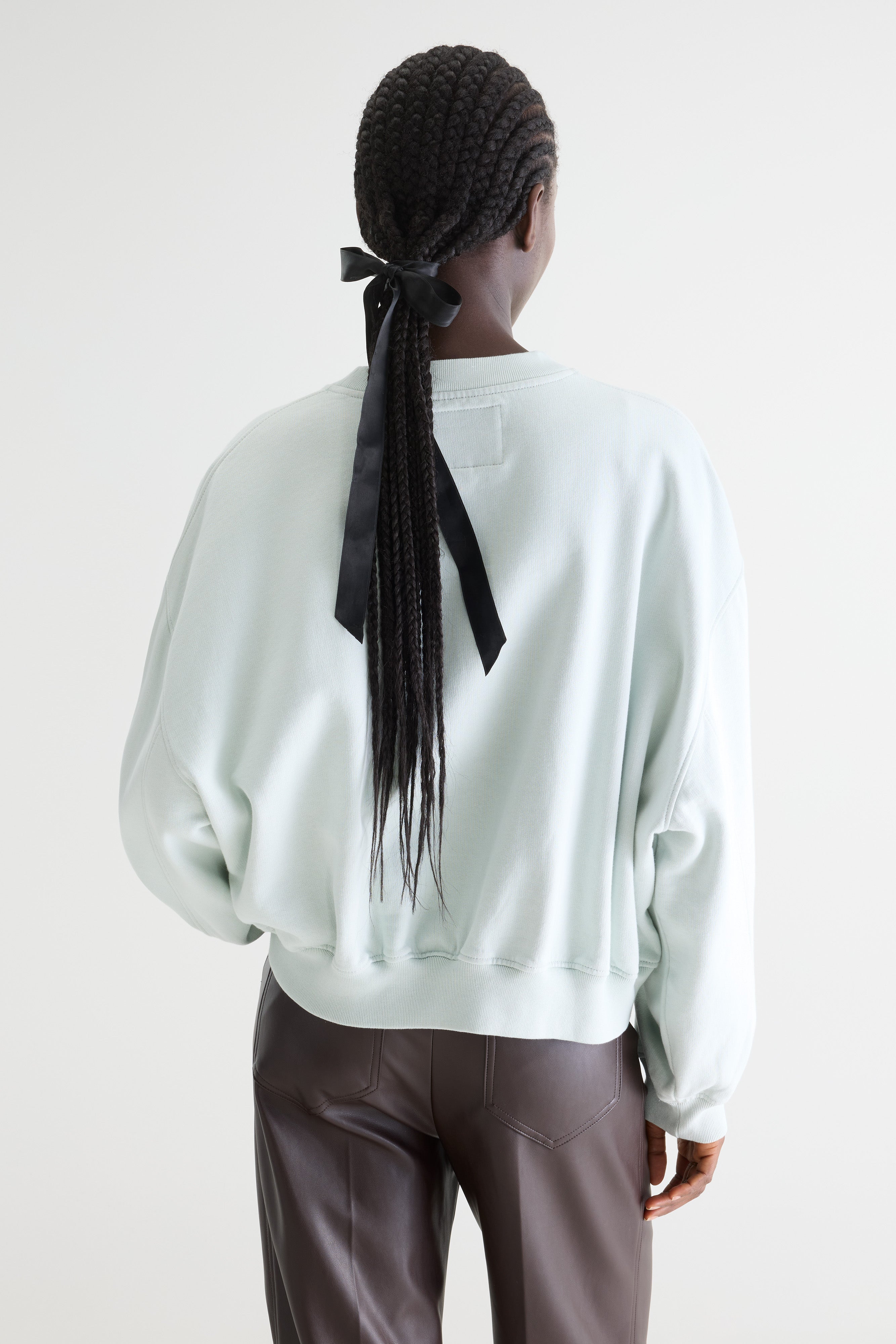 Fancy cropped crewneck sweatshirt (261 / W / AGUA VERDE)