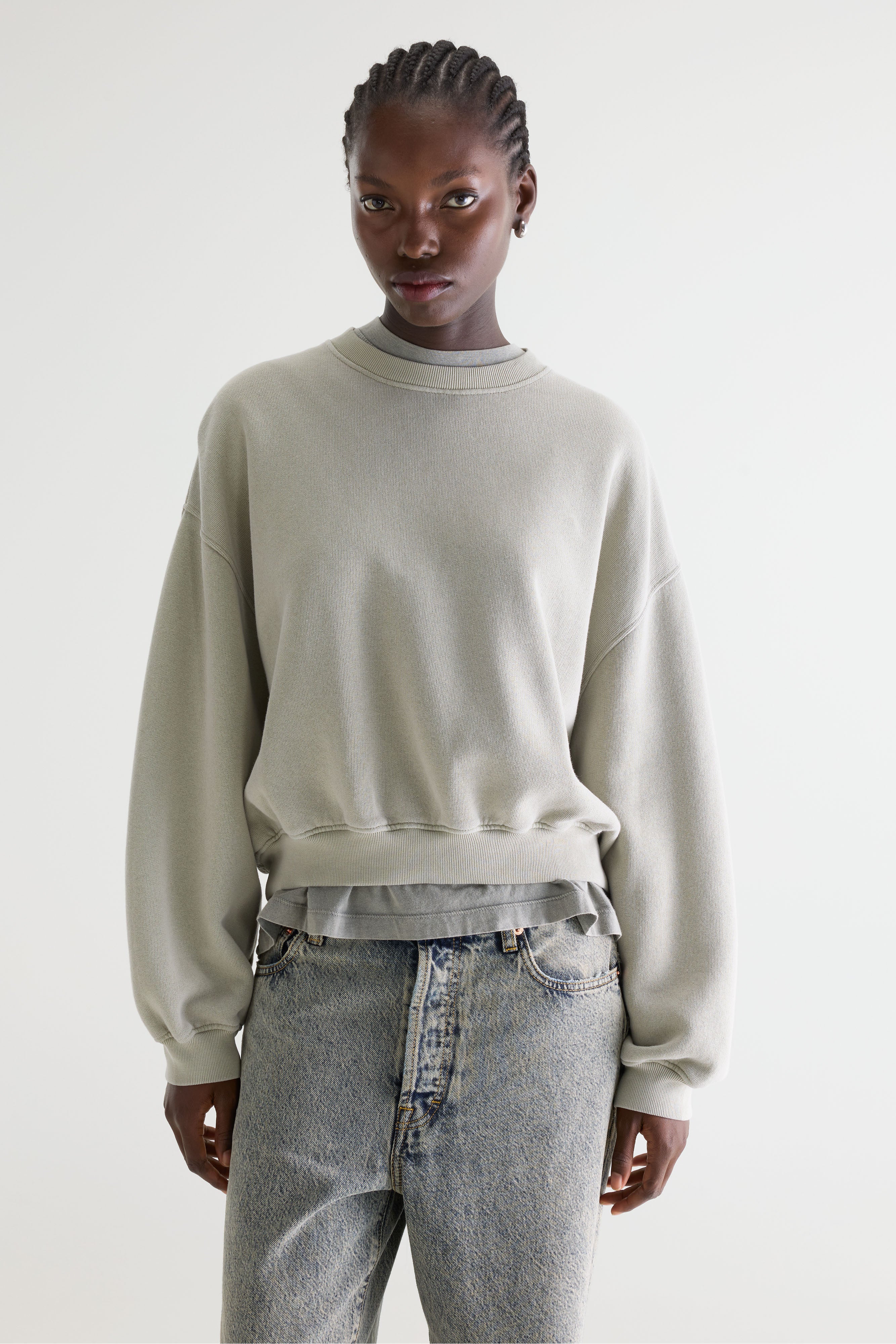 Fancy Cropped Crewneck Sweatshirt - Jadeite For Women | Bellerose