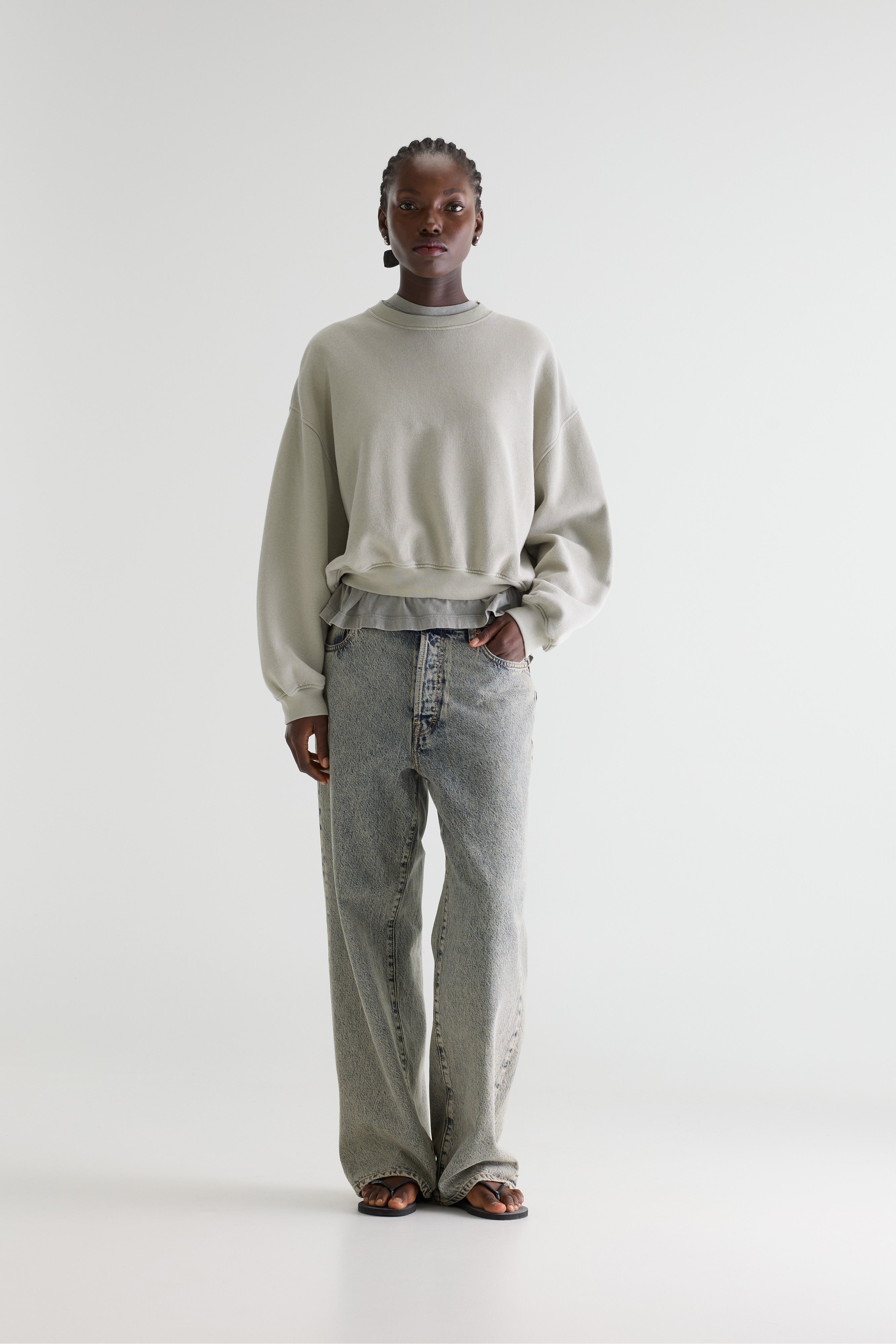 Fancy cropped crewneck sweatshirt (261 / W / JADEITE)