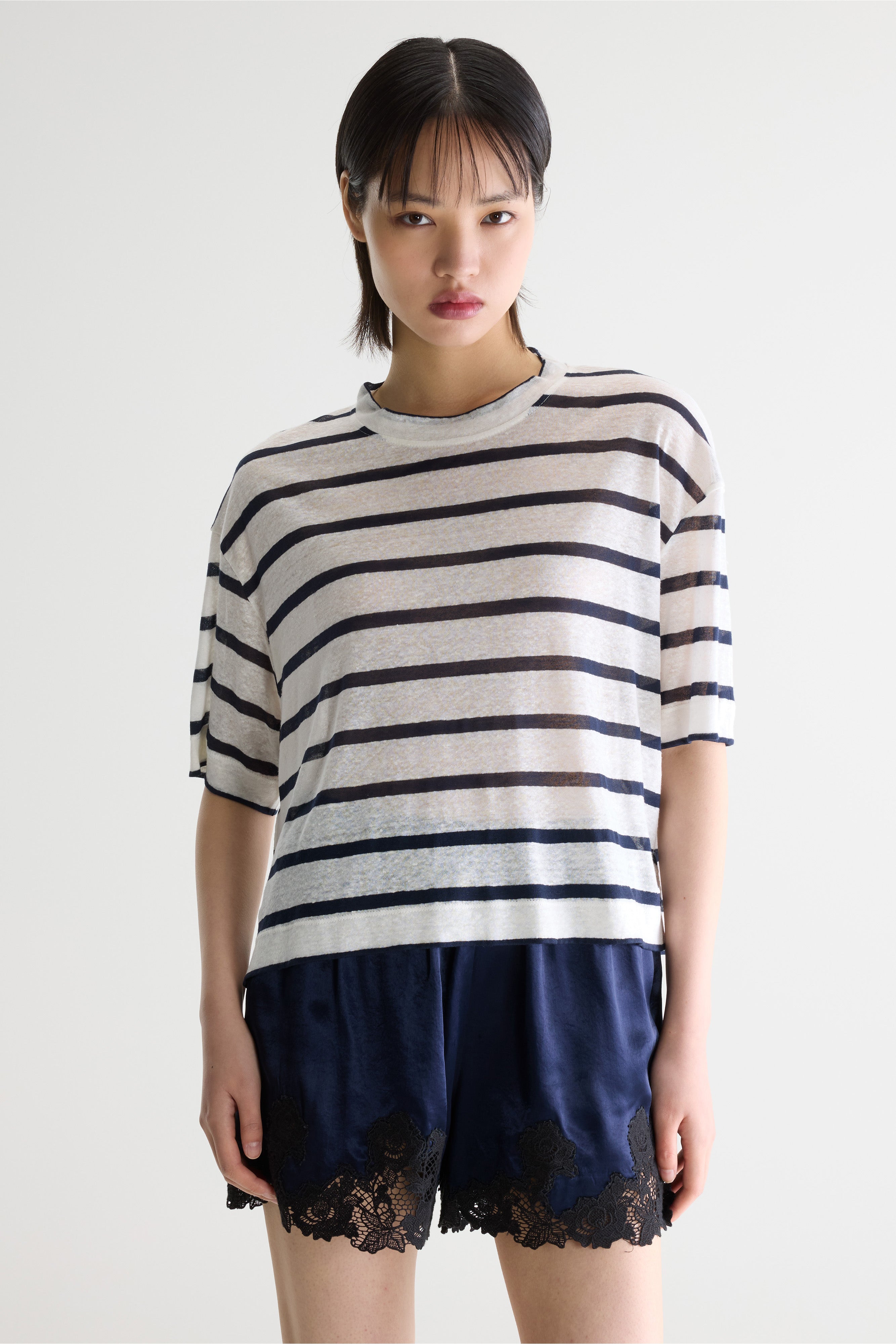 Vydel Short-sleeve T-shirt - Navy / Vintage white For Women | Bellerose