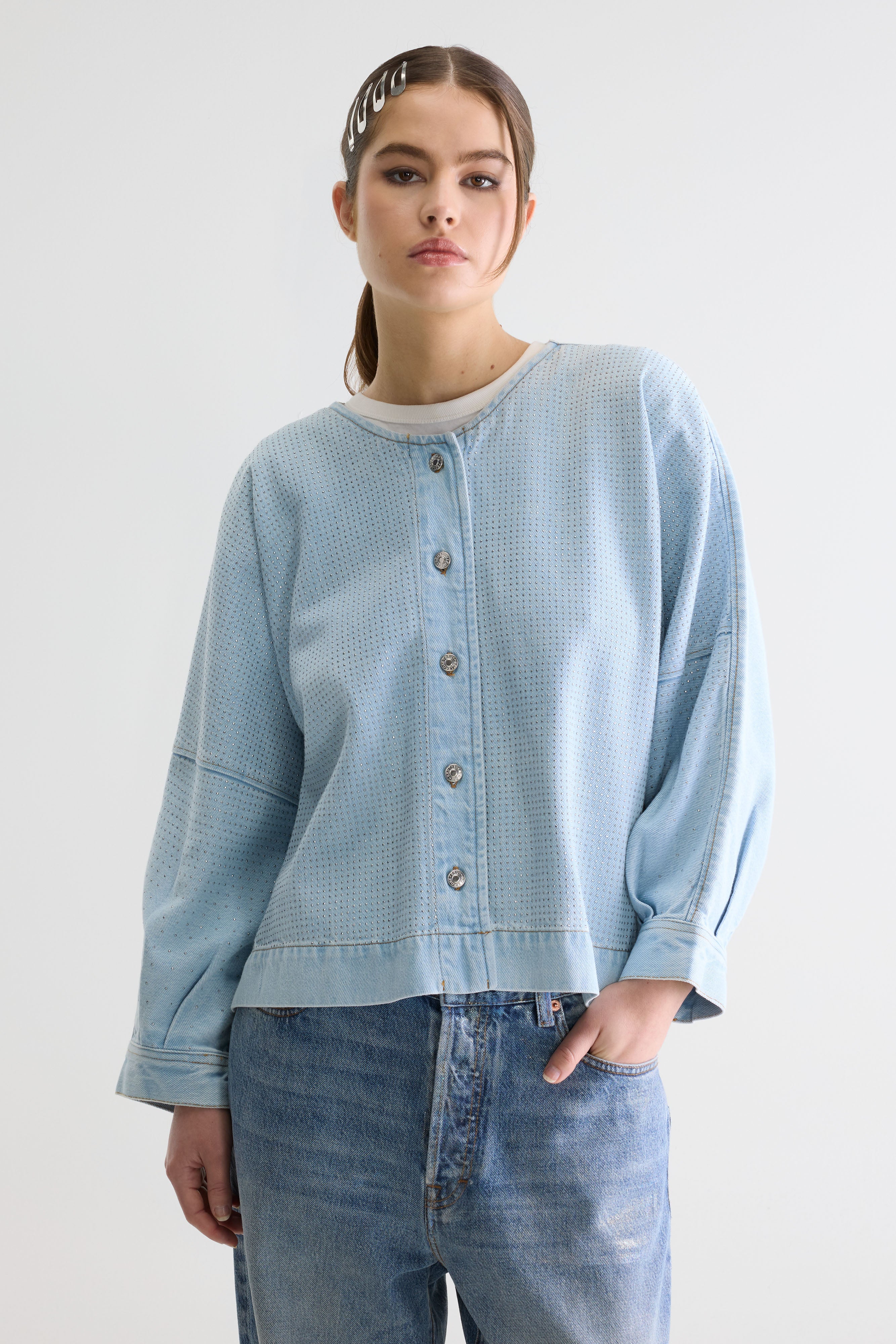 Pinda denim blouse (261 / W / BLEACH)