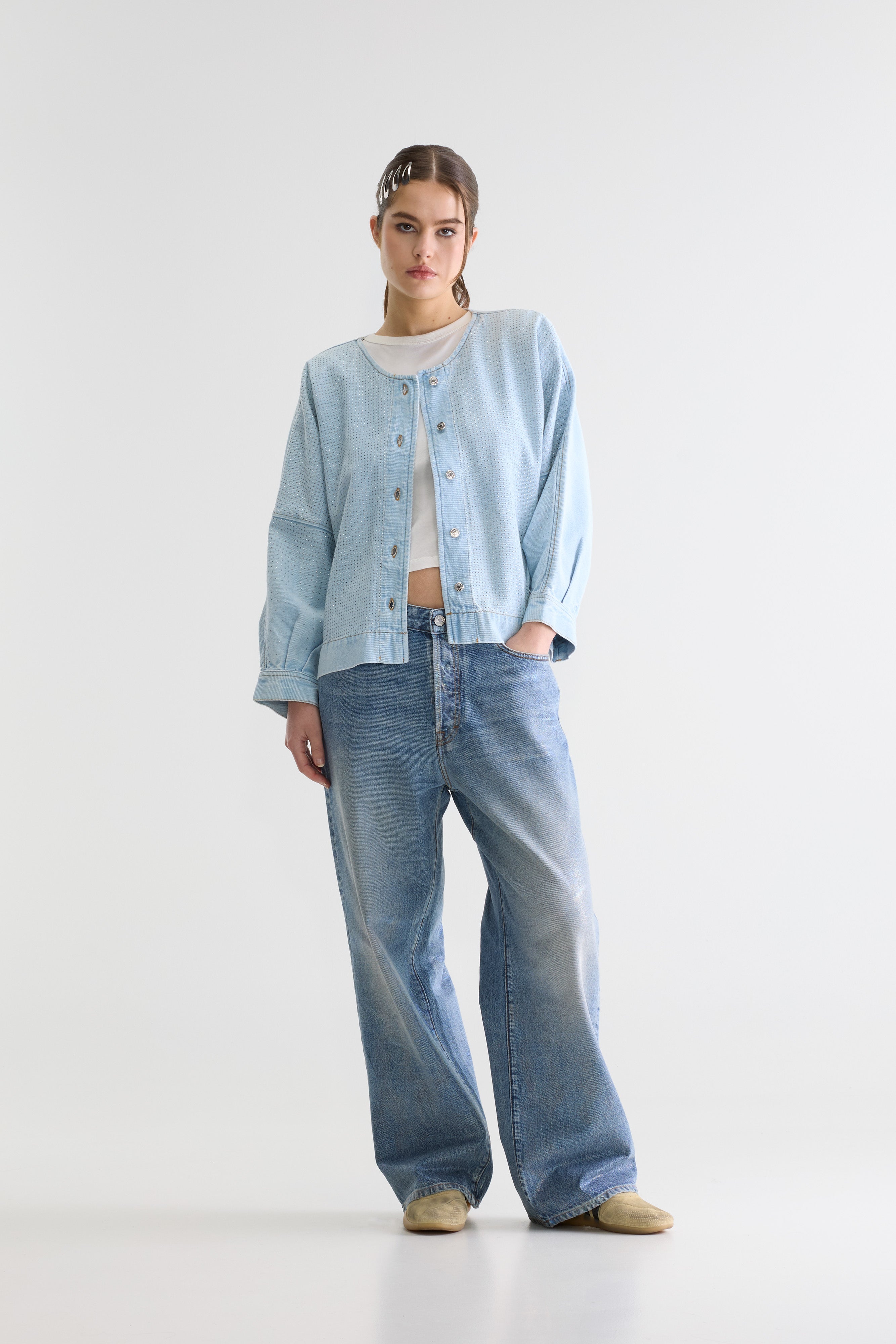 Pinda denim blouse (261 / W / BLEACH)
