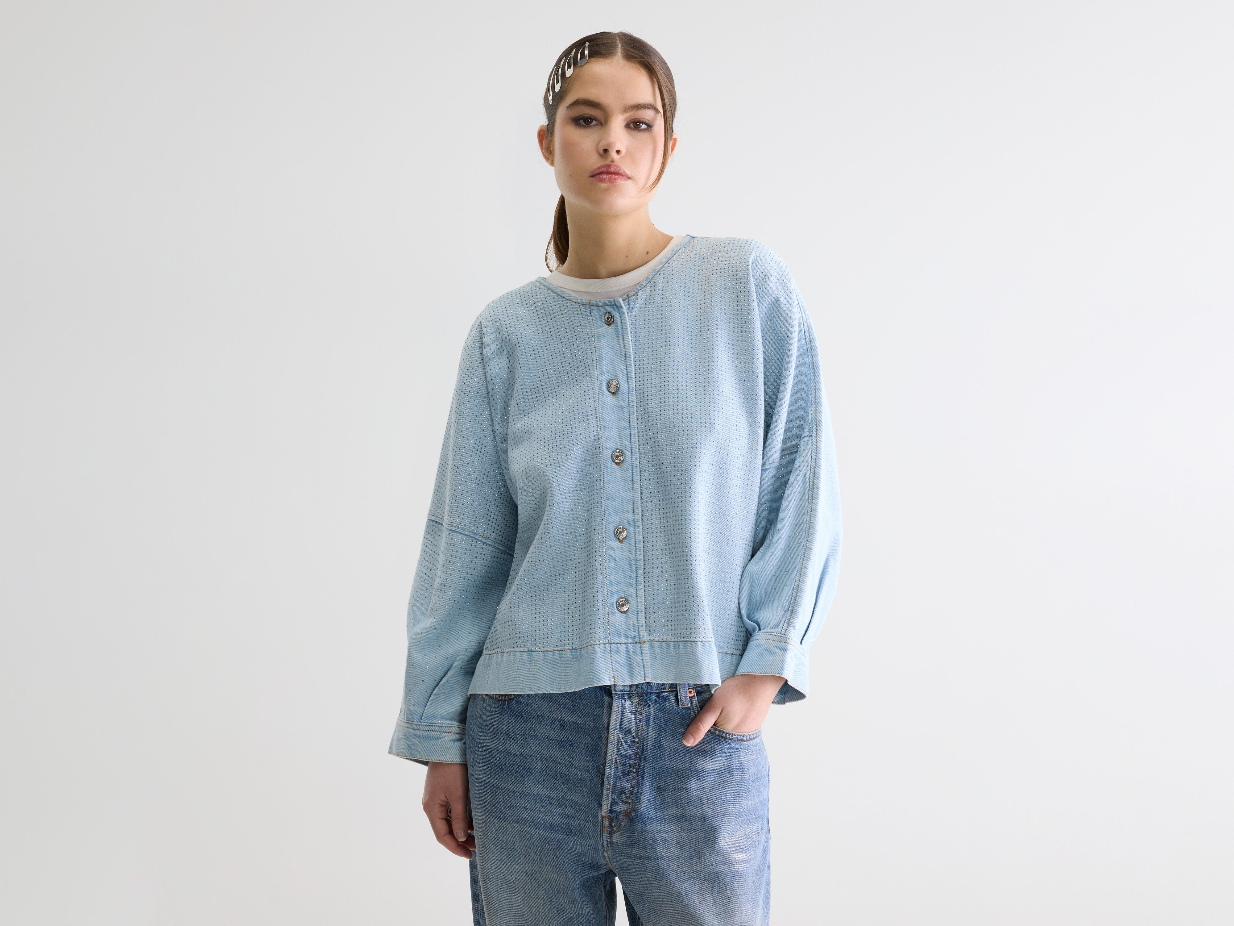 Pinda denim blouse (261 / W / BLEACH)